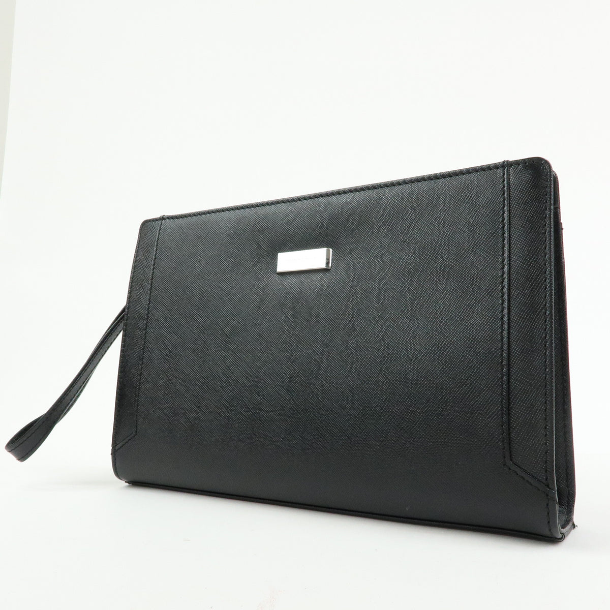 BURBERRY Saffiano Leather Clutch Bag Black