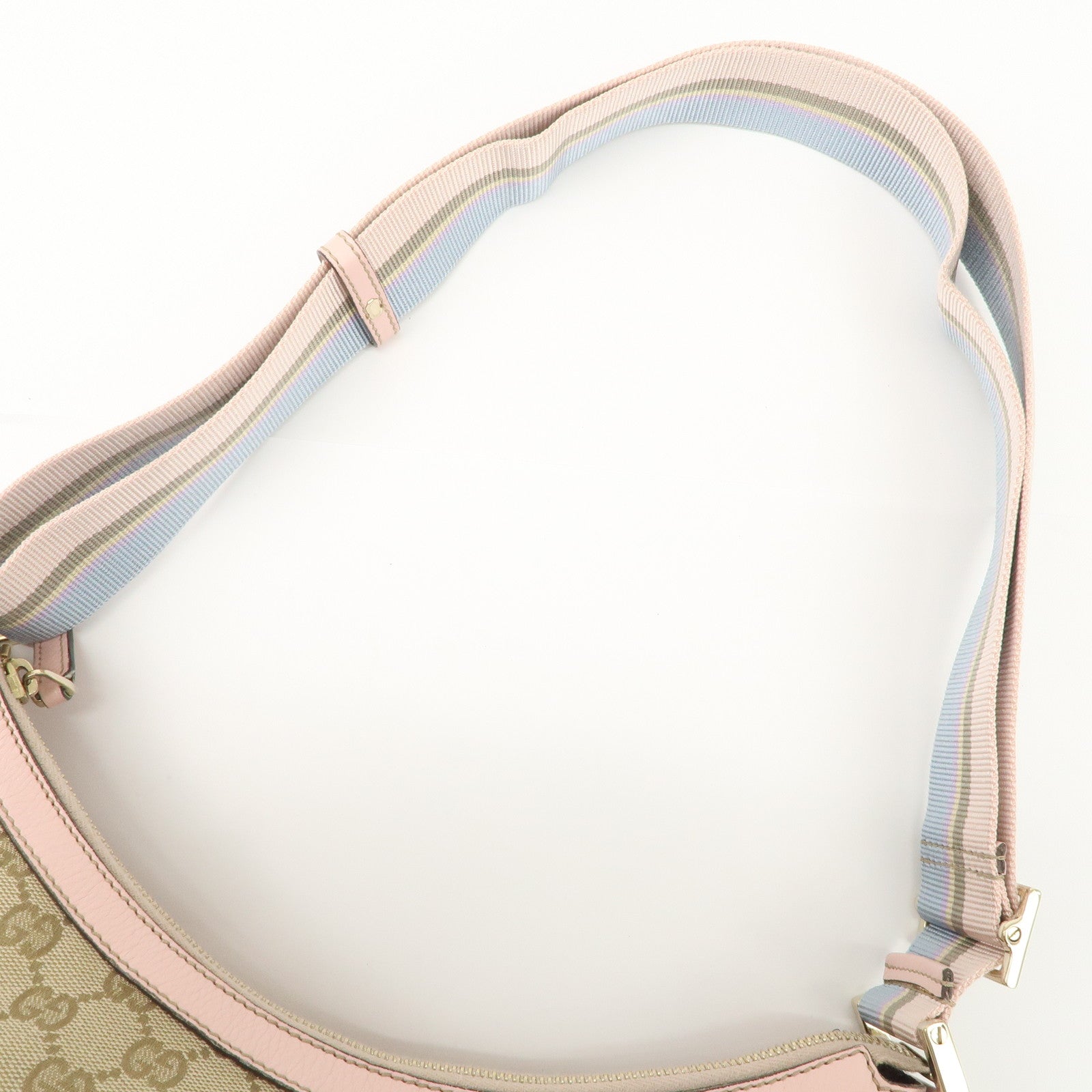 GUCCI GG Canvas Leather Shoulder Bag Crossbody Bag Beige Pink 181092 Used