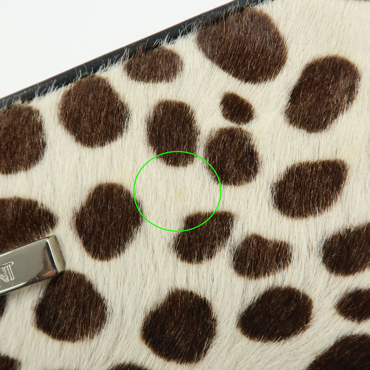 SAINT LAURENT PARIS Pony Hair Leather Leopard Shoulder Bag Beige Brown