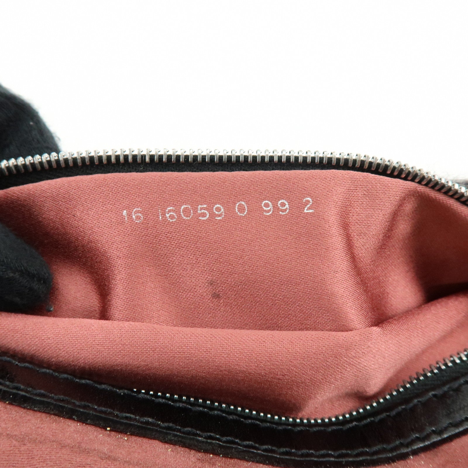 FENDI Mamma Baquette Wool Leather Shoulder Bag Black Grey White 16059