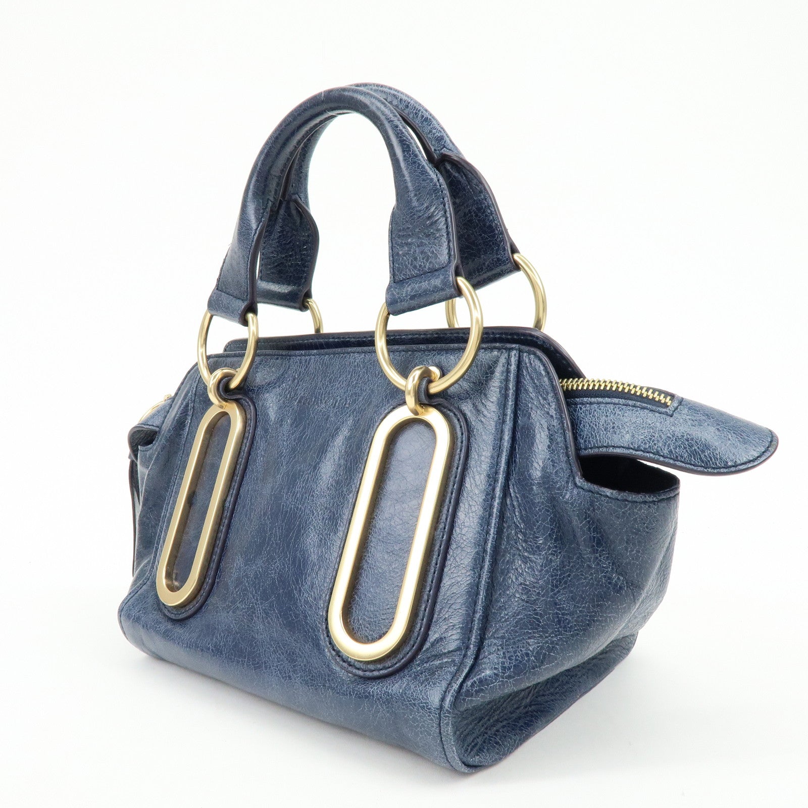 Chloe See by Chloe Paige Leather Small 2Way Hand Bag Shoulder Bag Blue