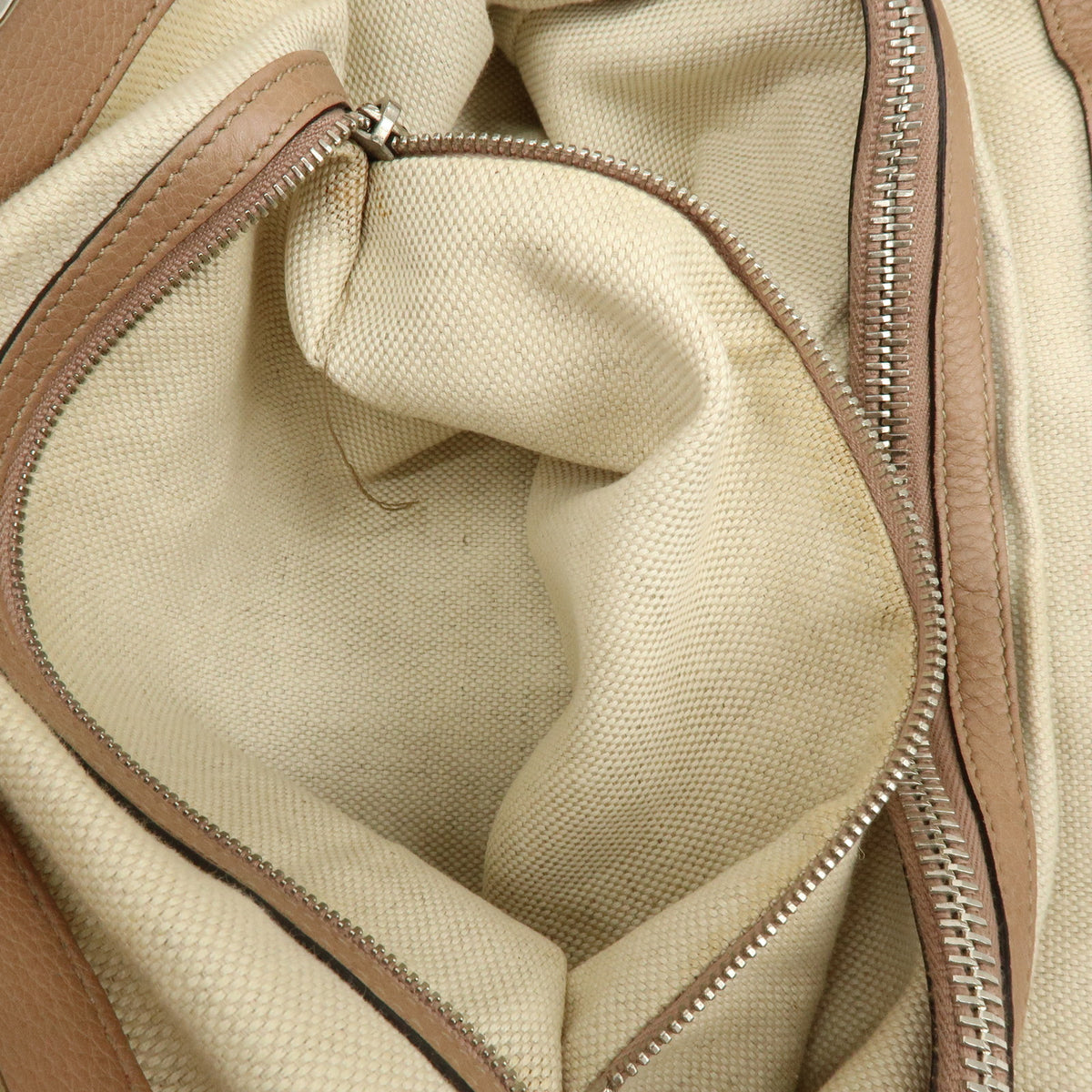 GUCCI Bamboo GG Canvas Leather Tote Bag Beige Brown Pink 232947