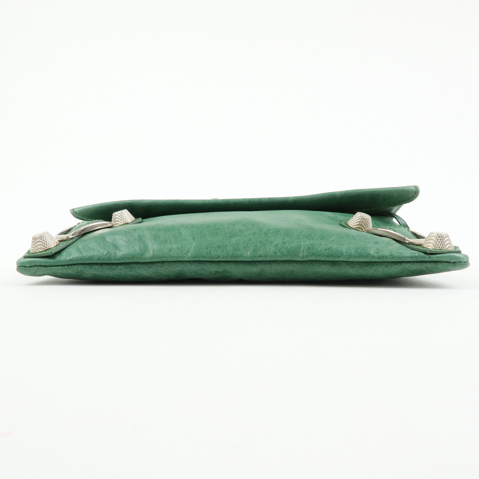 BALENCIAGA Giant Envelope Leather Clutch Bag Pouch Green 186182