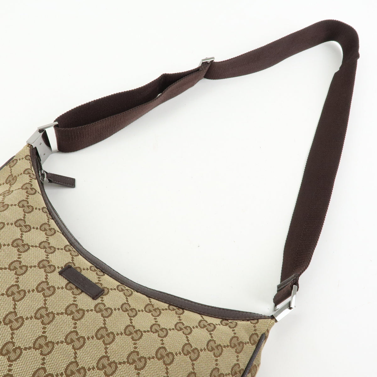GUCCI GG Canvas Leather Shoulder Bag Crossbody Bag Beige Brown 122790