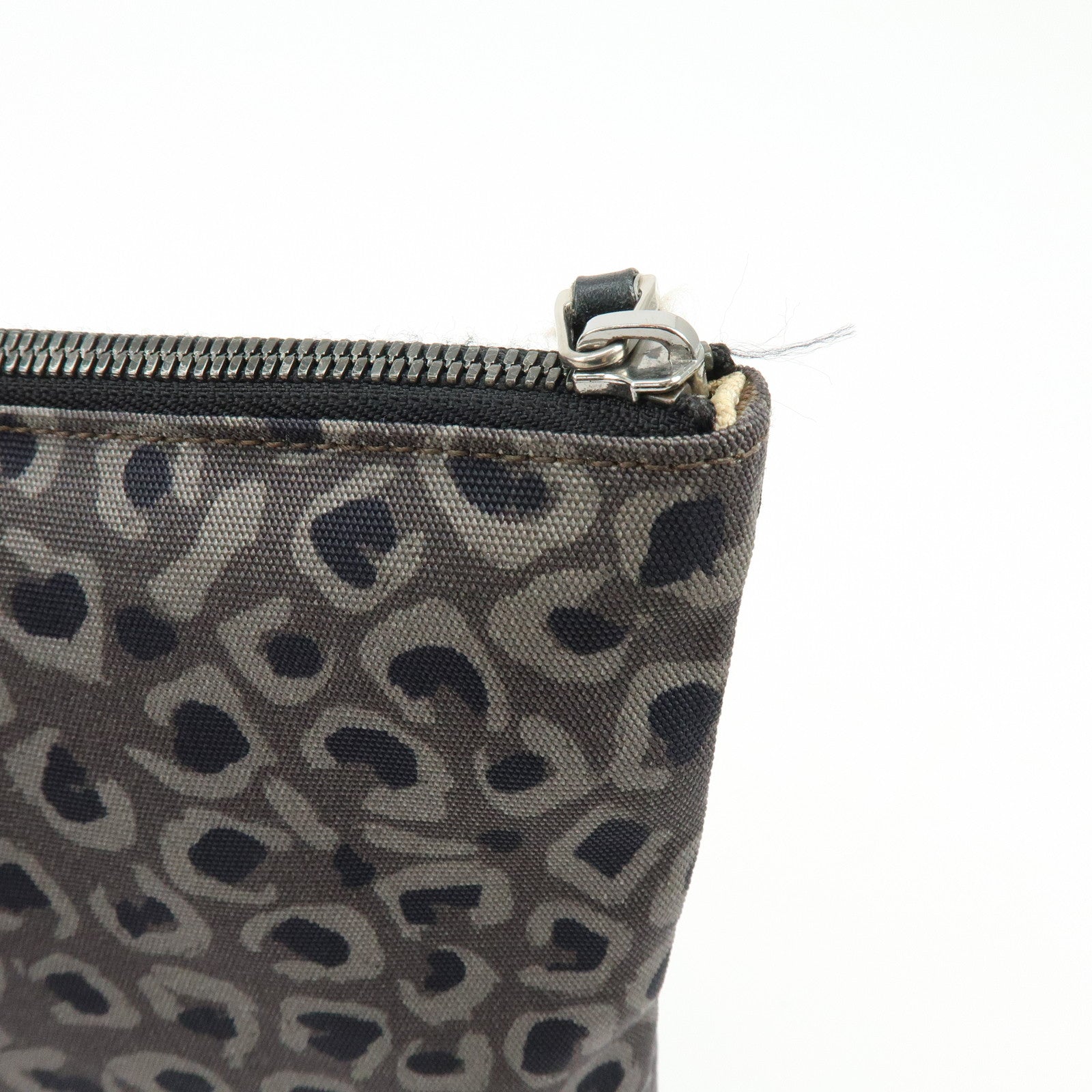 GUCCI Canvas Leather Clutch Bag Leopard Grey Black 353478