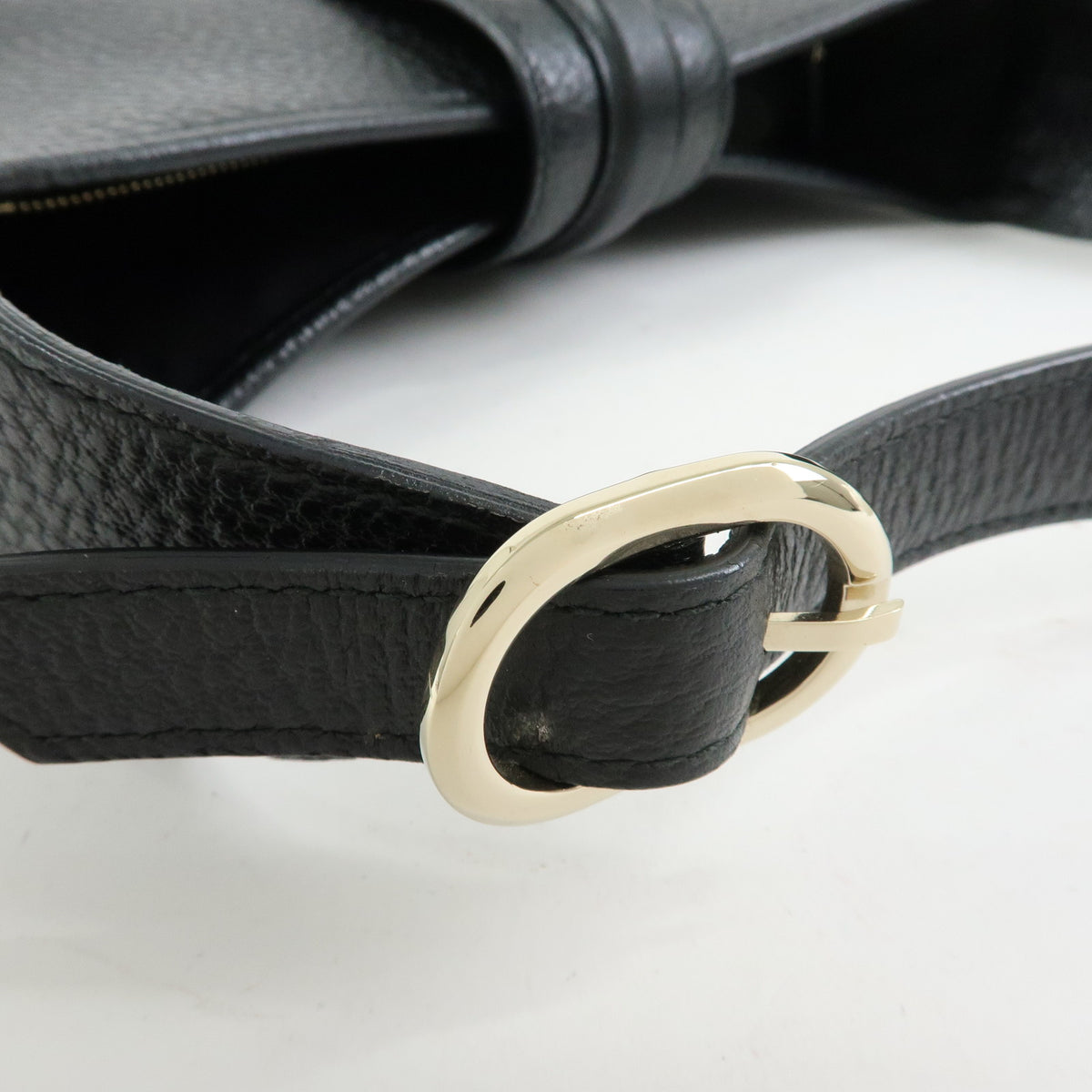 GUCCI Logo Leather Shoulder Bag Hand Bag Black 130779