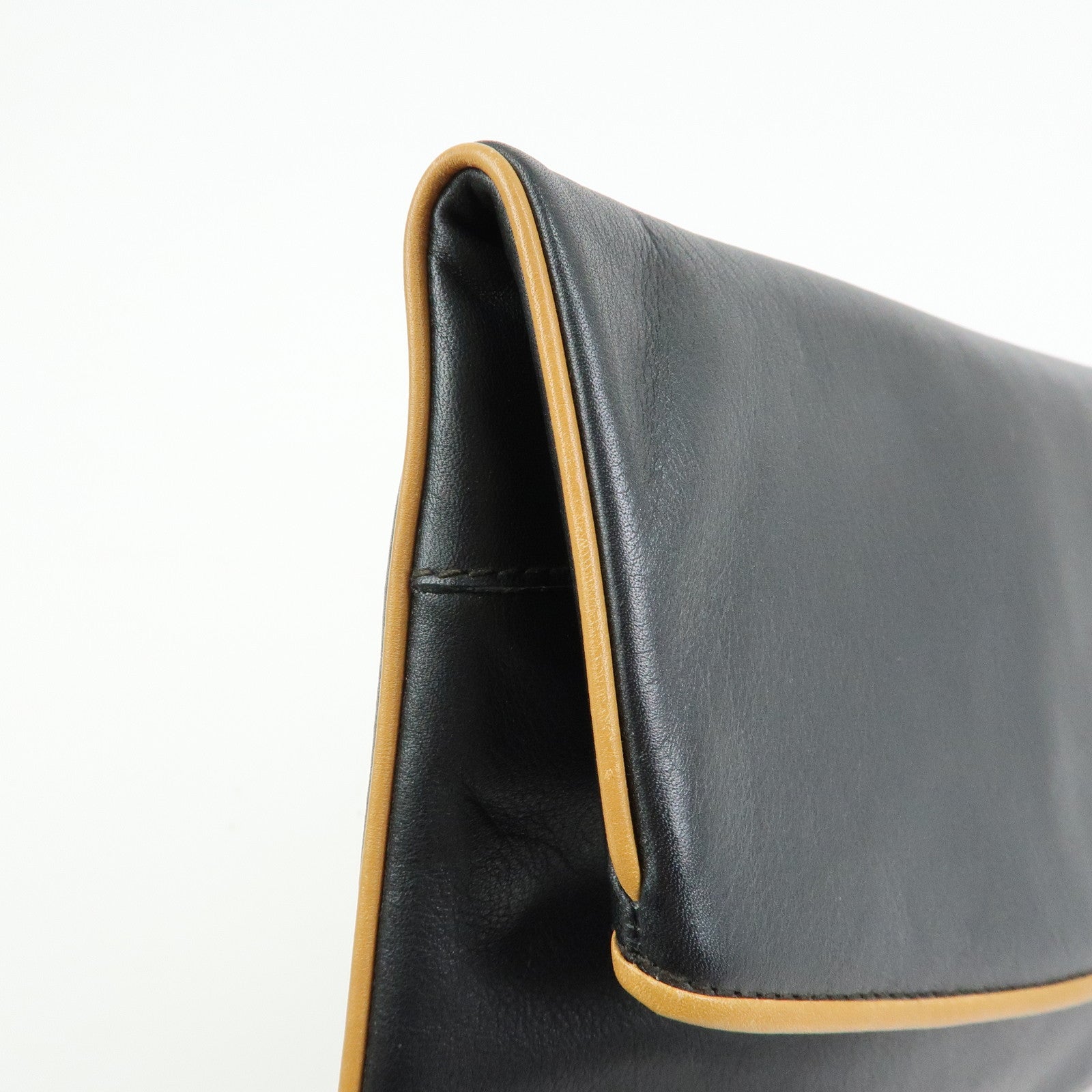 CELINE Macadam Leather Clutch Bag Flat Pouch Black