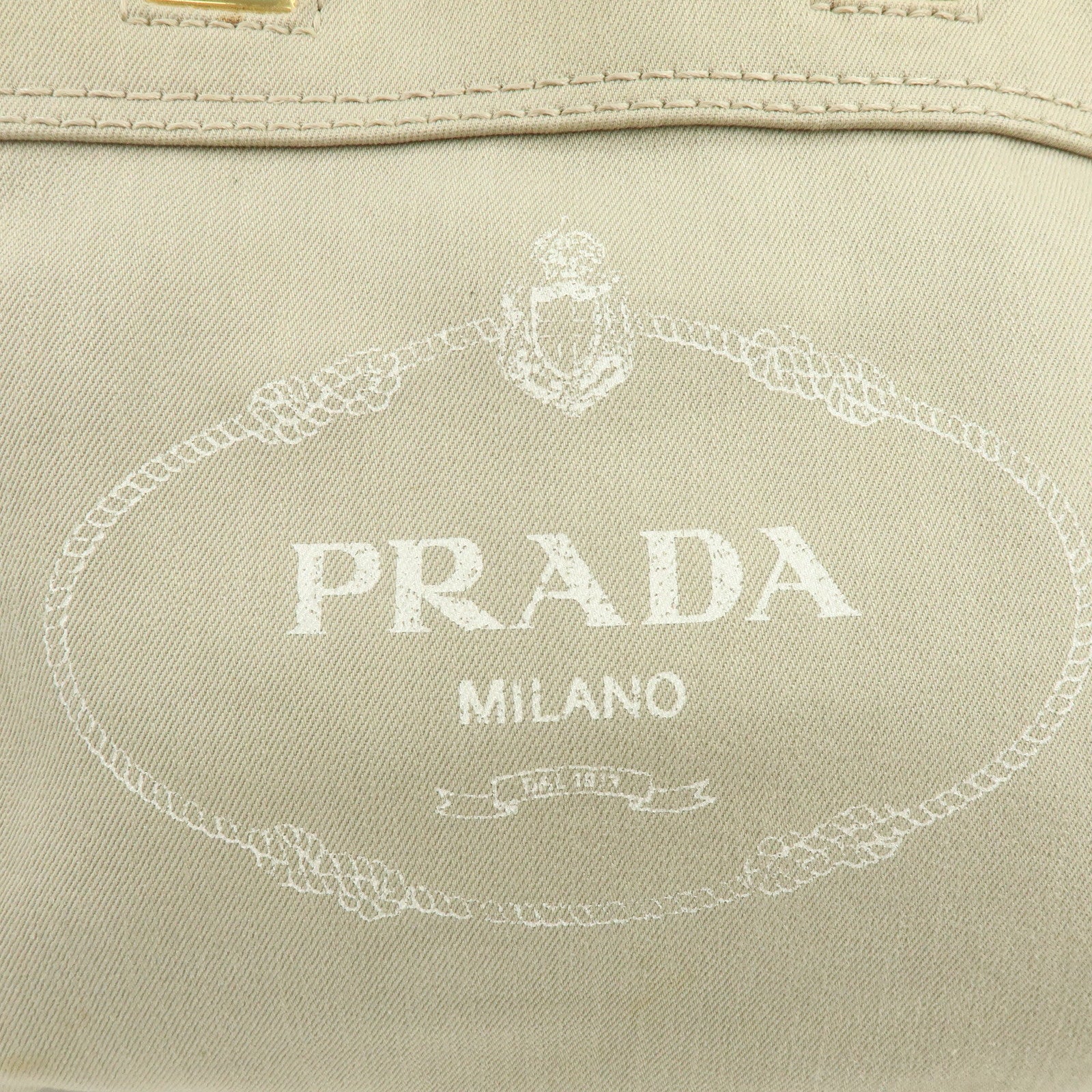 PRADA Triangle Logo Canvas 2Way Bag Tote Shoulder Bag Beige BN2069