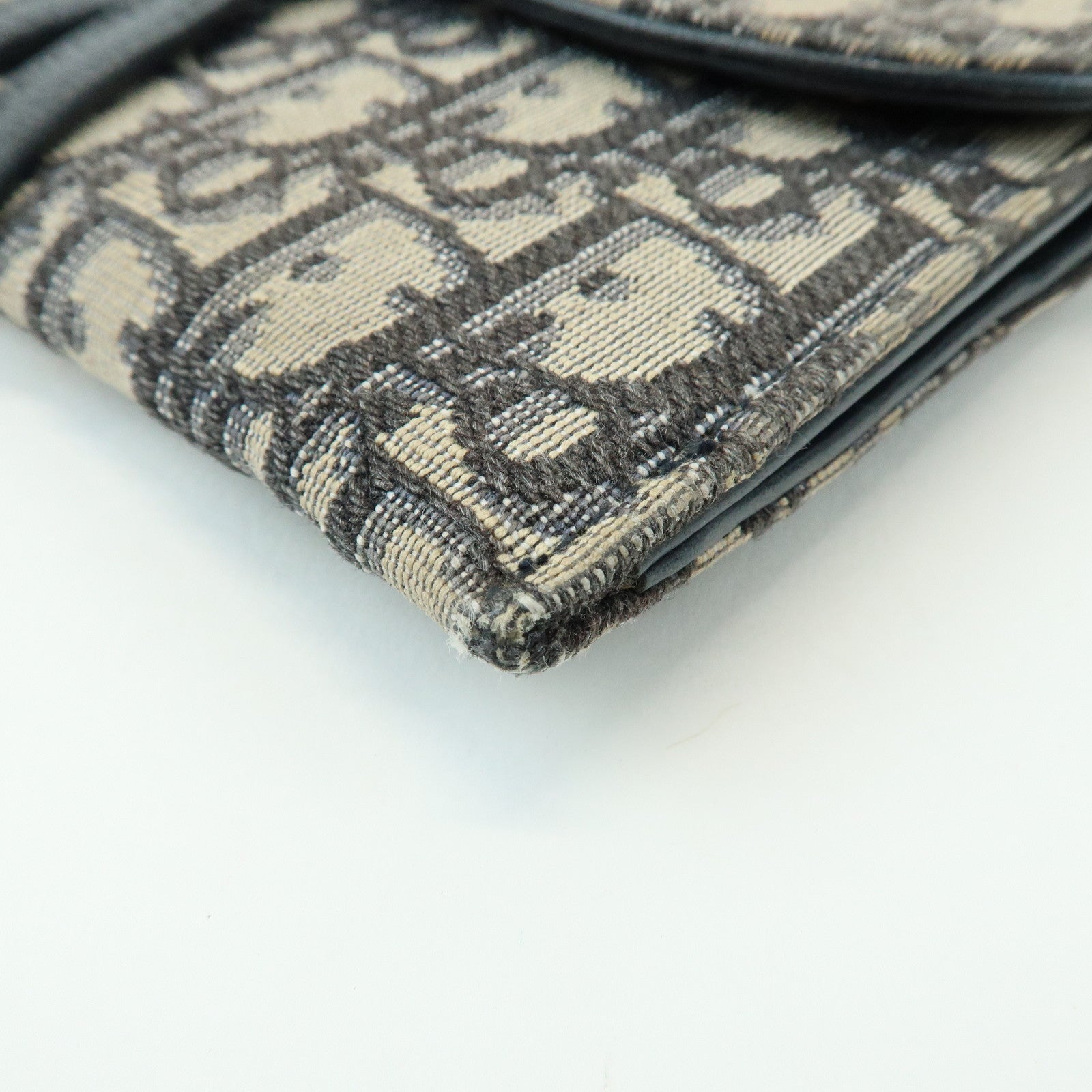Christian Dior Oblique Saddle Canvas Leather Chain Wallet WOC Navy