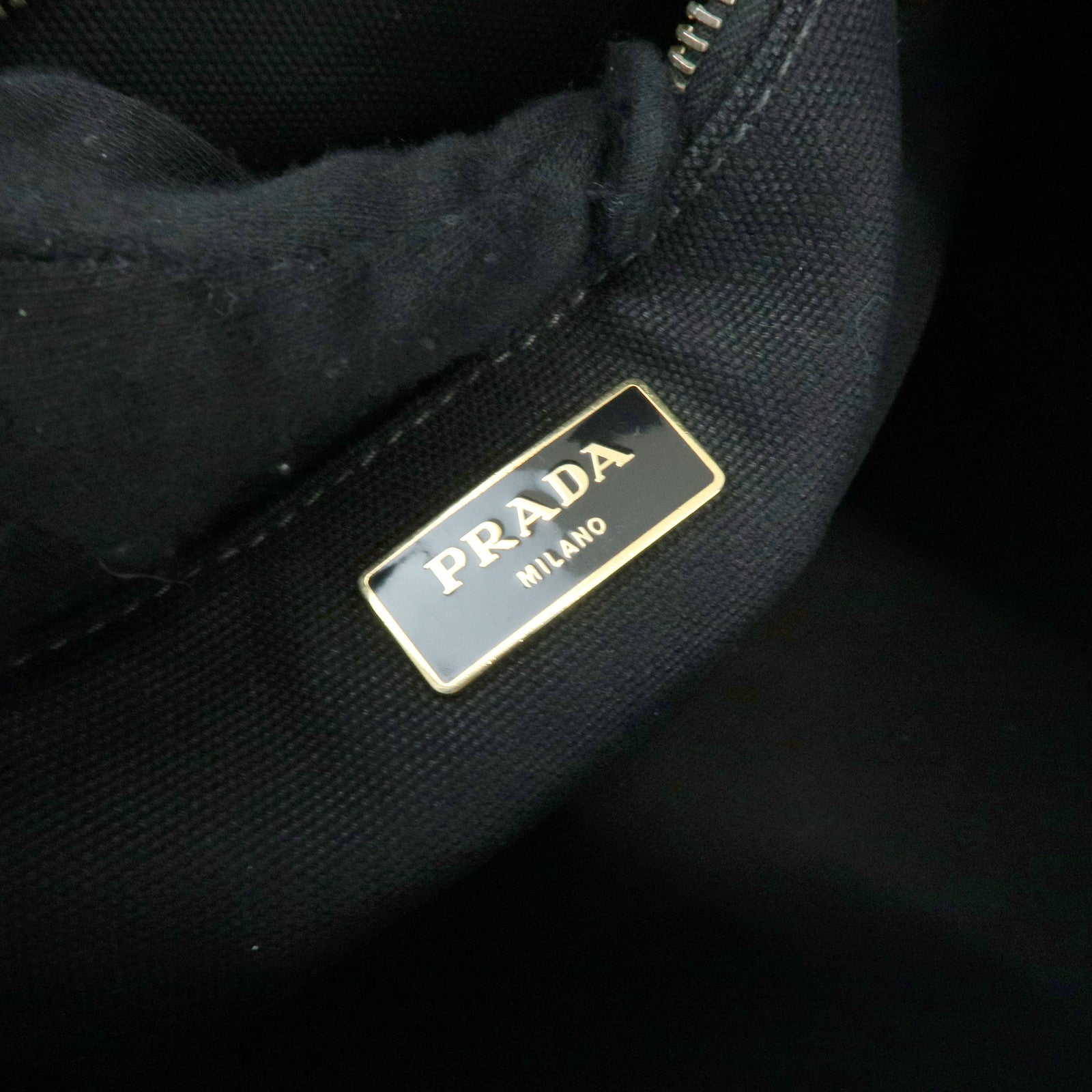PRADA Triangle Logo Canapa Large Canvas Tote Bag Black B1872B