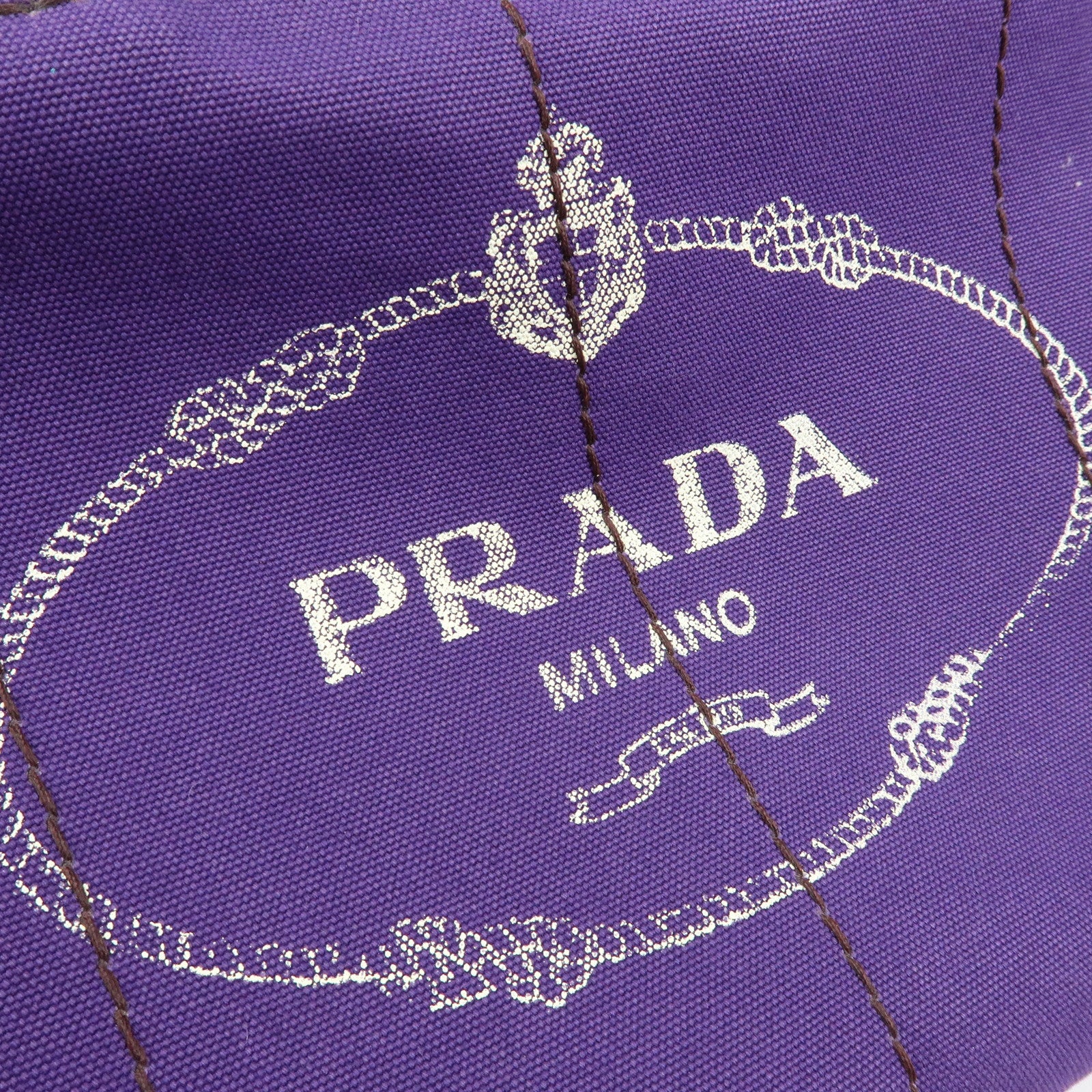 PRADA Canapa Triangle Logo Canvas Tote Bag Hand Bag Purple BN1877