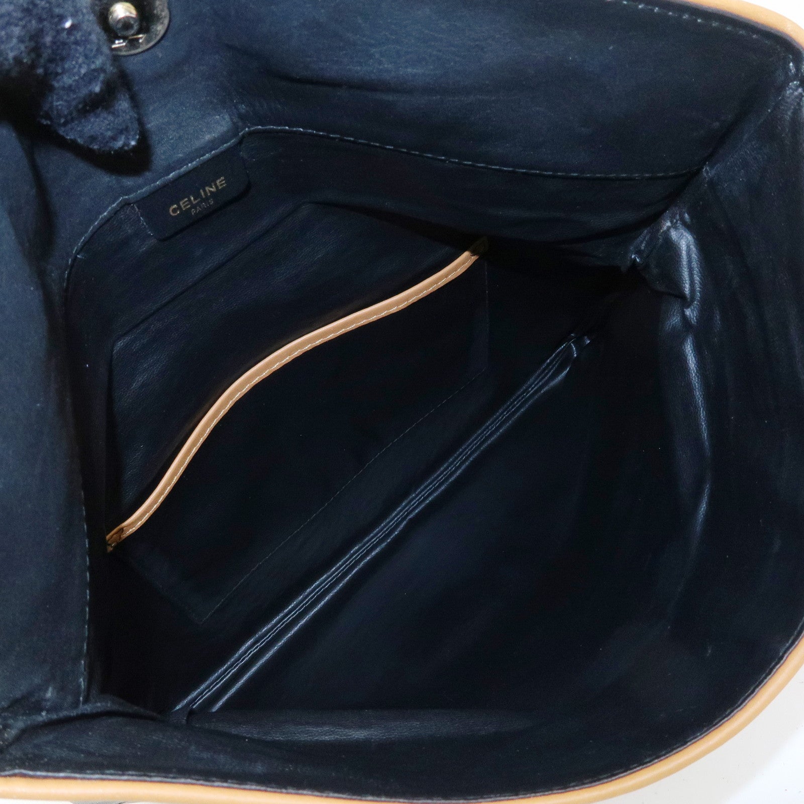 CELINE Macadam Leather Clutch Bag Flat Pouch Black