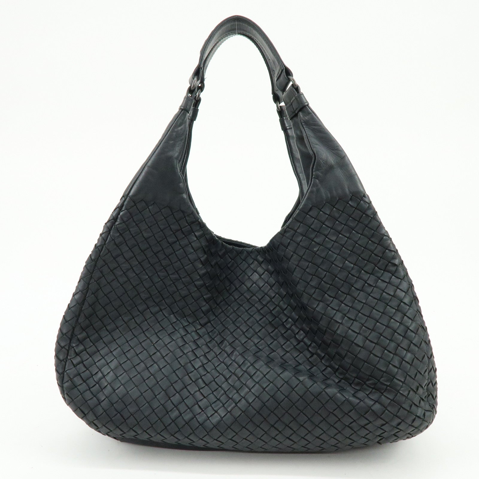 BOTTEGA VENETA Intrecciato Campana Leather Shoulder Bag Hand Bag Black