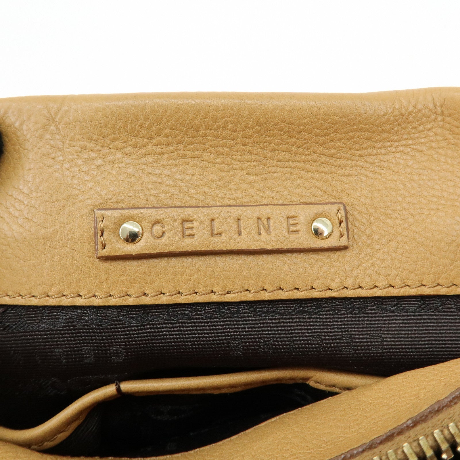 CELINE Blossom Leather Hand Bag Shoulder Bag Beige