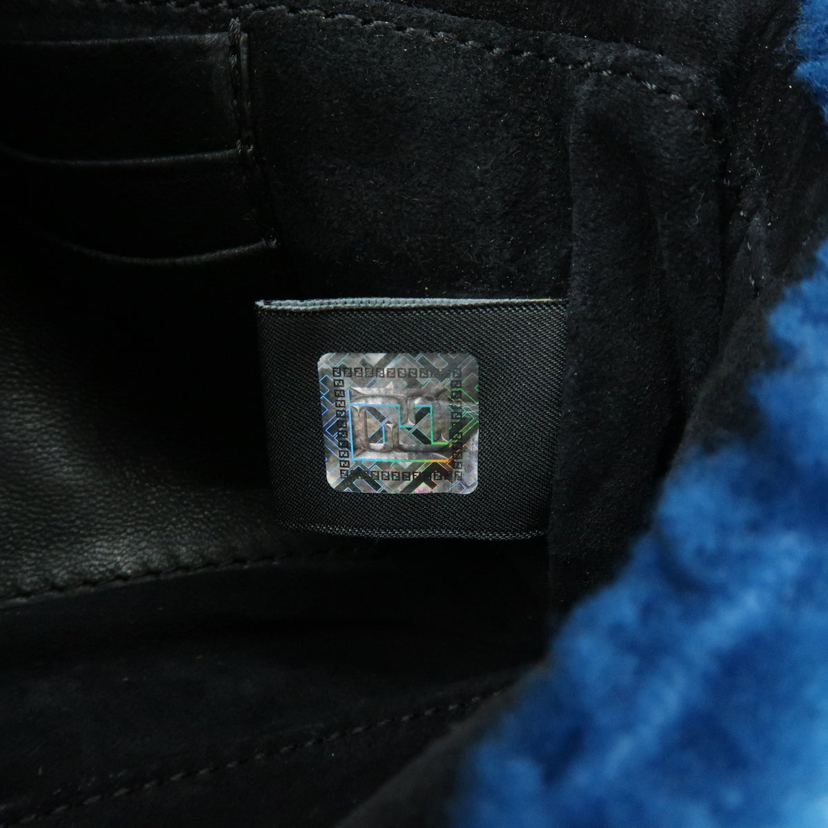 FENDI Mini Be Baguette Mouton Leather Shoulder Bag Blue 8M0315