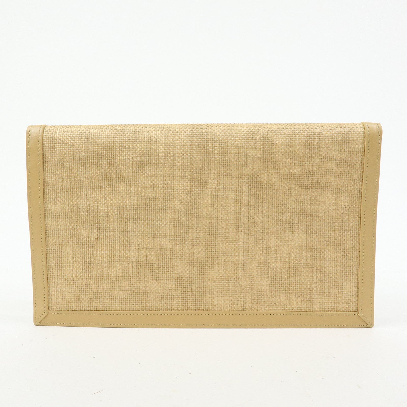 SAINT LAURENT PARIS Uptown Pouch Straw Leather Clutch Bag 565739
