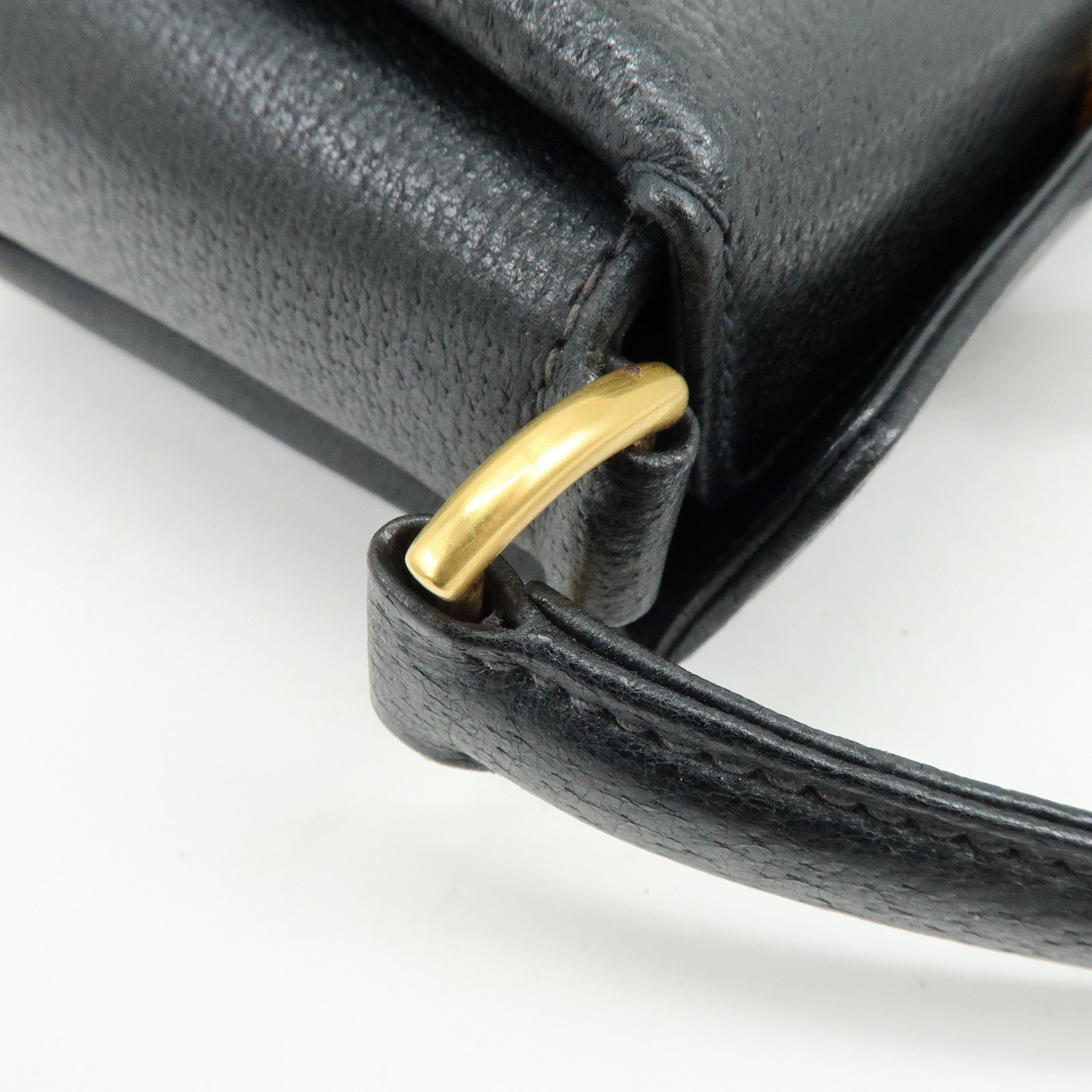 GUCCI Bamboo Turn Lock Leather Mini Hand Bag Black 000・33・0249