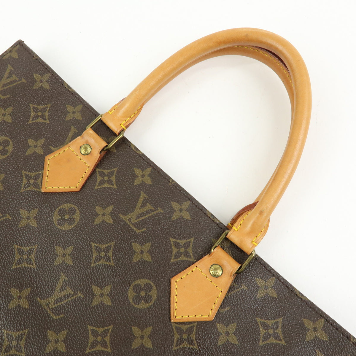 Louis Vuitton Monogram Sac Plat Tote Bag Hand Bag Brown M51140