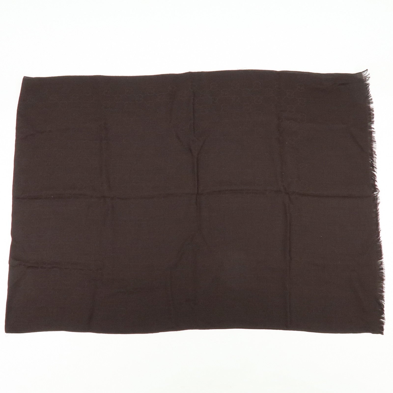 GUCCI GG Monogram Wool Sik Scarf Shawl Dark Brown