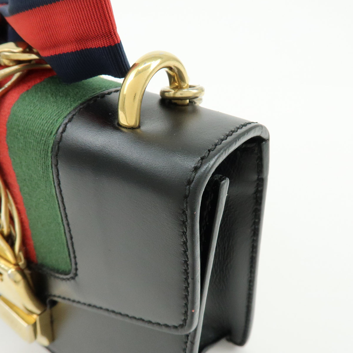 GUCCI Sylvie Sherry Leather Chain Shoulder Bag Crossbody Bag Black