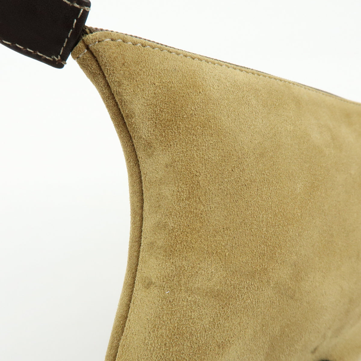 LOEWE Anagram Suede Accessory Pouch Makeup Bag Pouch Beige Gold