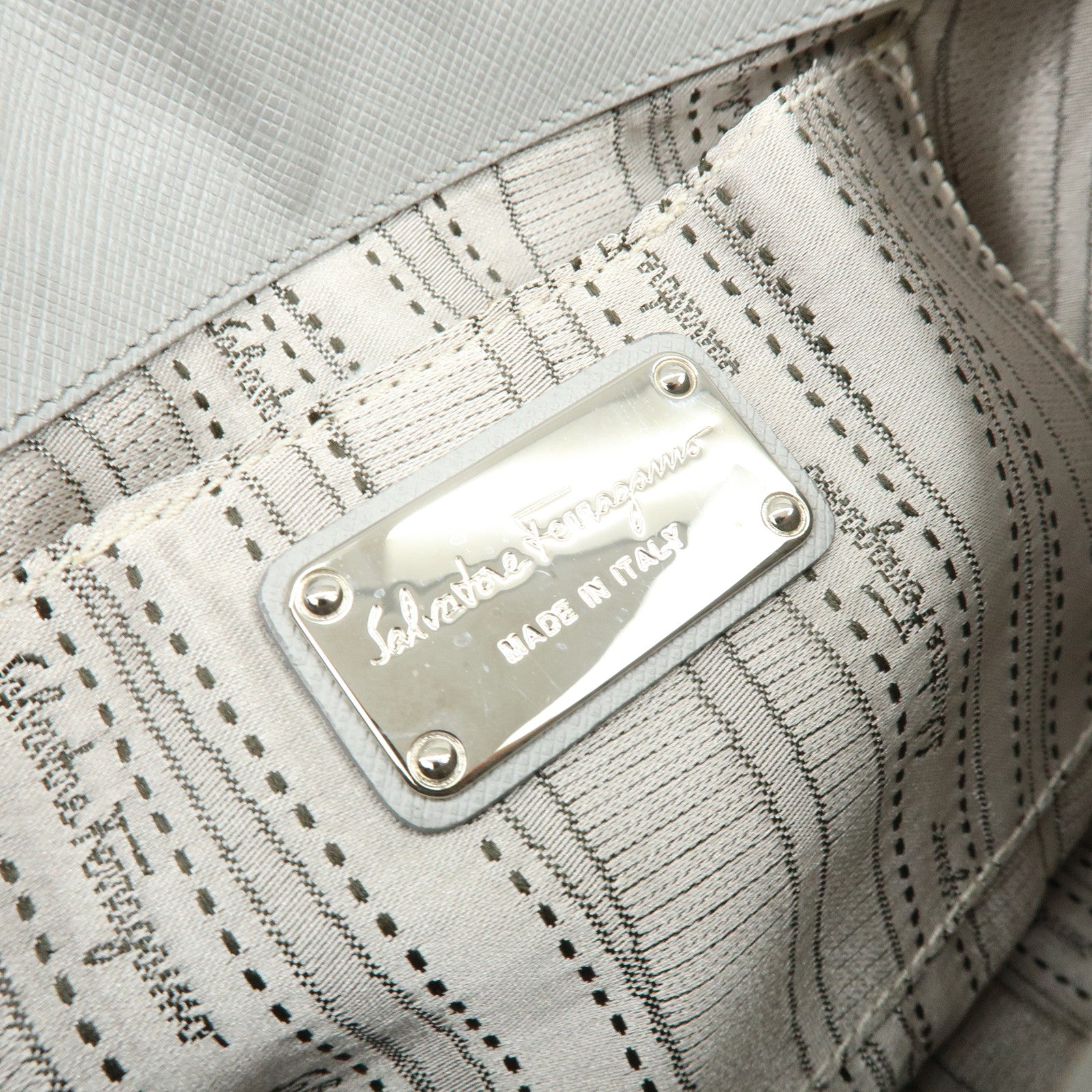 Ferragamo Gancini Leather Shoulder Bag Hand Bag Gray