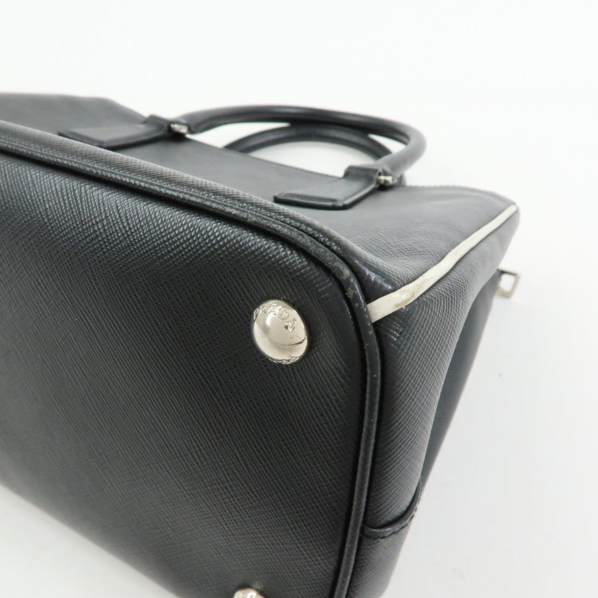 PRADA Galleria Triangle Logo Saffiano Leather 2way Bag Black 1BA801
