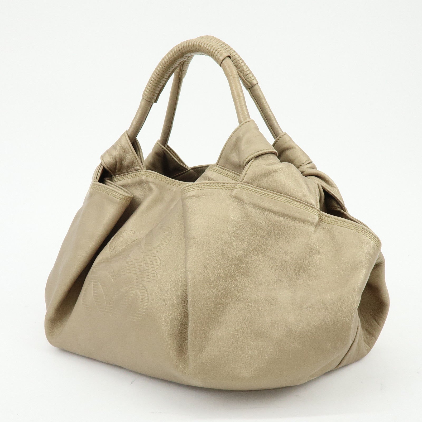 LOEWE Anagram Nappa Aire Leather Hand Bag Tote Bag Gold