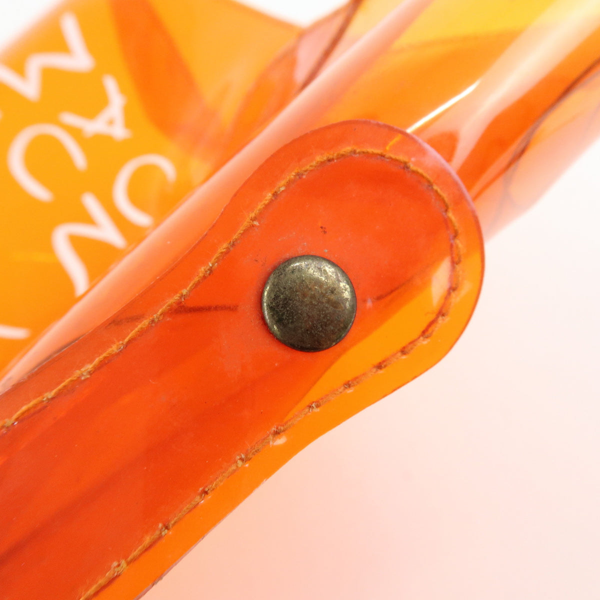 HERMES Vinyl Kelly Clear Hand Bag Transparent  Orange