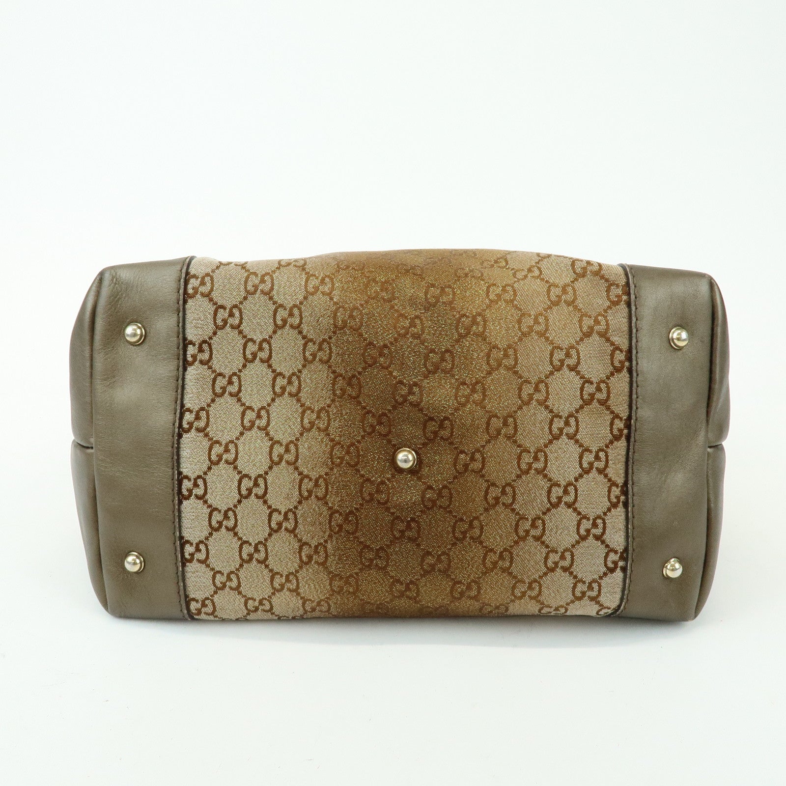GUCCI Heart Bit GG Canvas Leather Shoulder Bag Bamboo Charm 269958