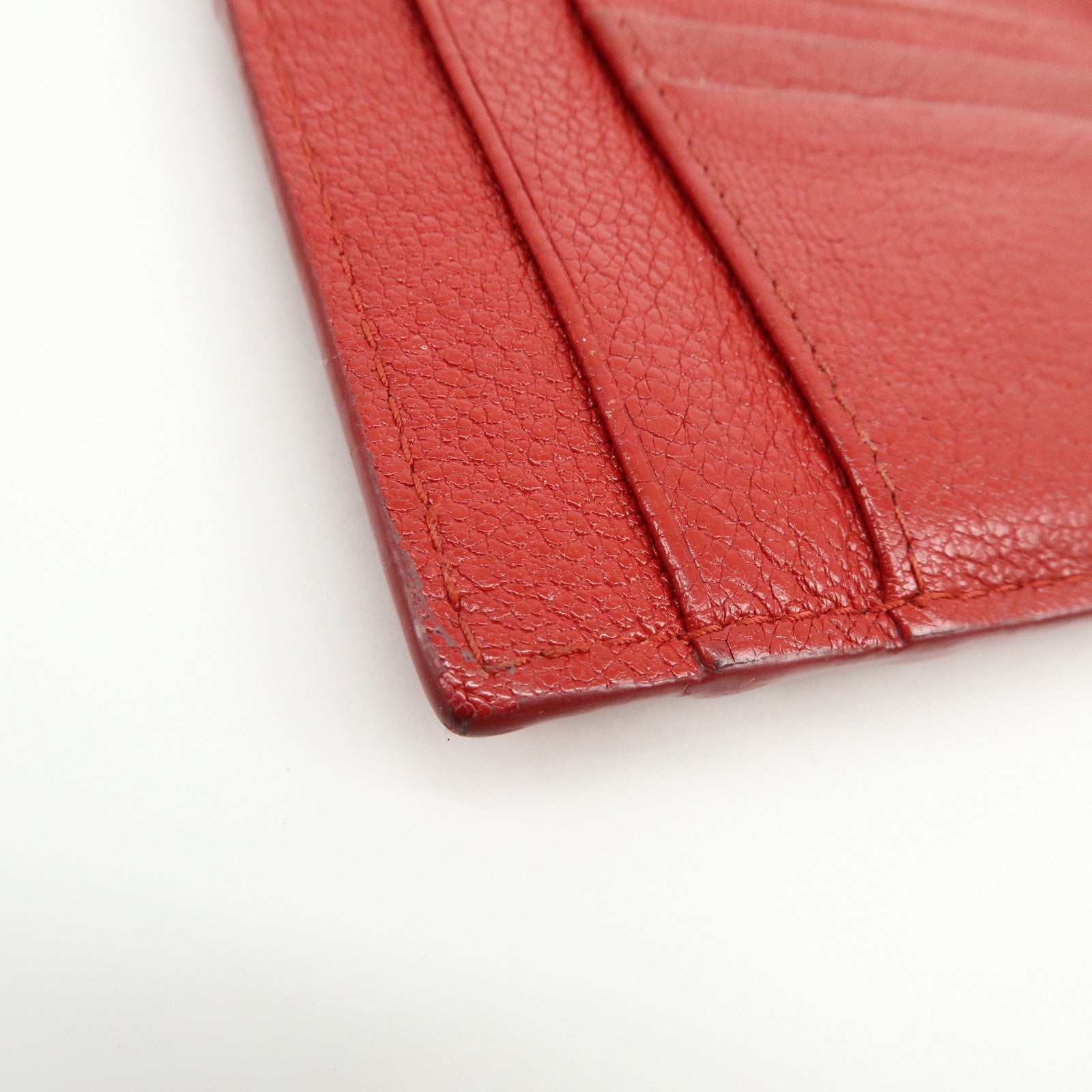 MIU MIU Madras Leather Slim Card Holder Fragment Coin Case Red 5MC446