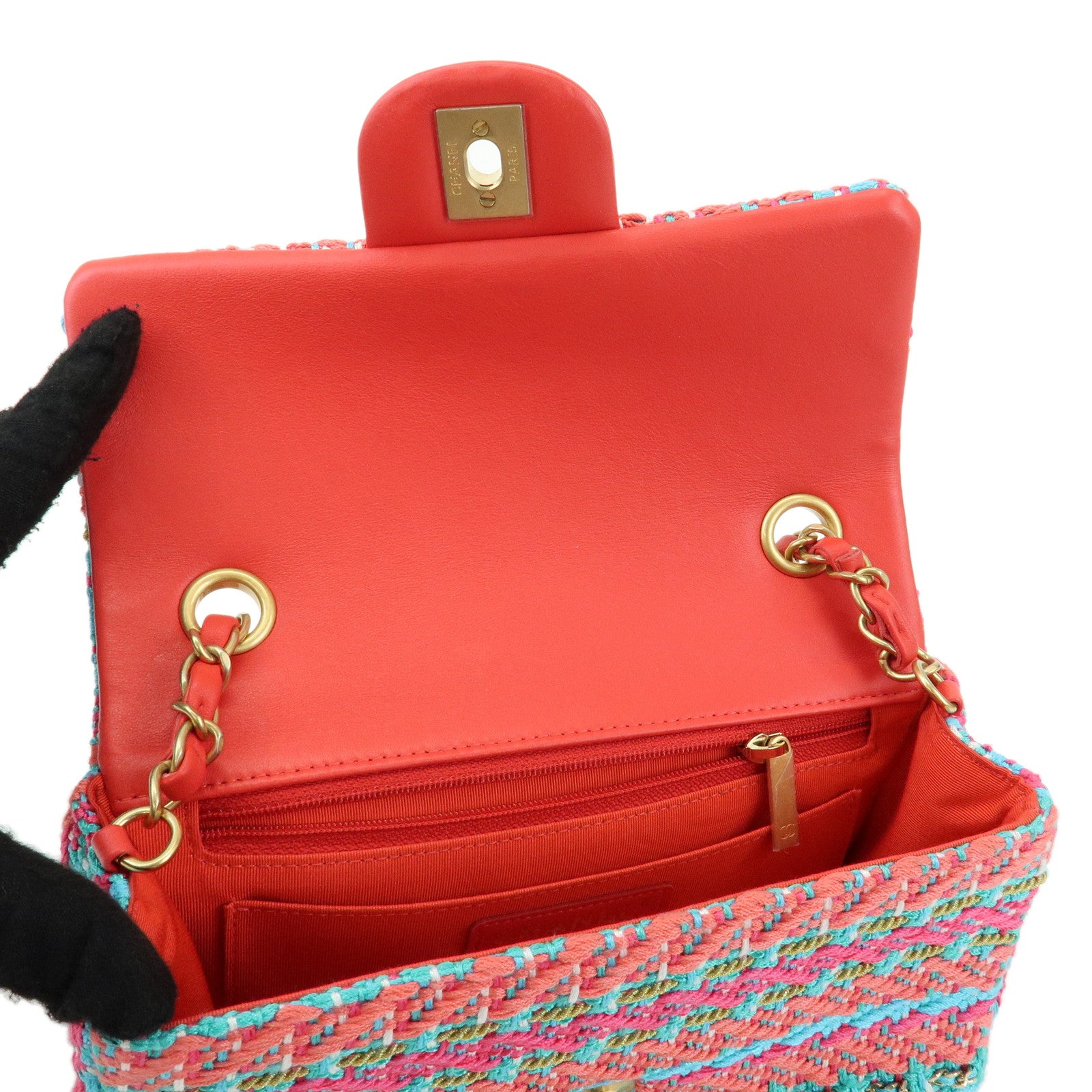 CHANEL Mix Fiber Tweed Mini Flap Bag 20 Chain Shoulder bag  A69900