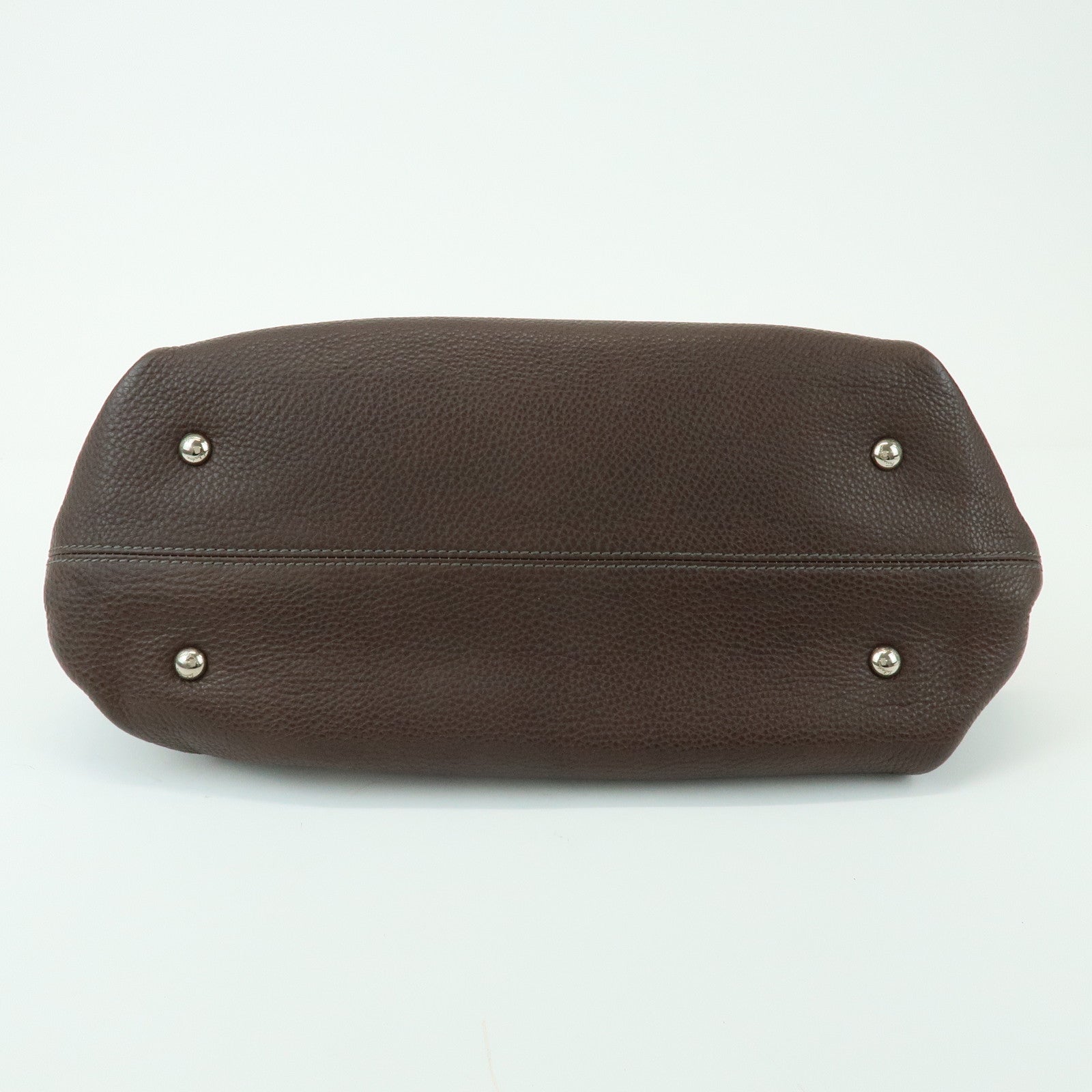 Ferragamo Gancini Leather Top Handle Hand Bag Brown