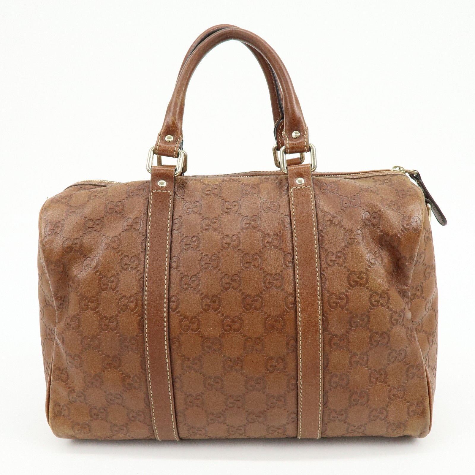 GUCCI Guccissima Leather Boston Bag Hand Bag Brown 193603
