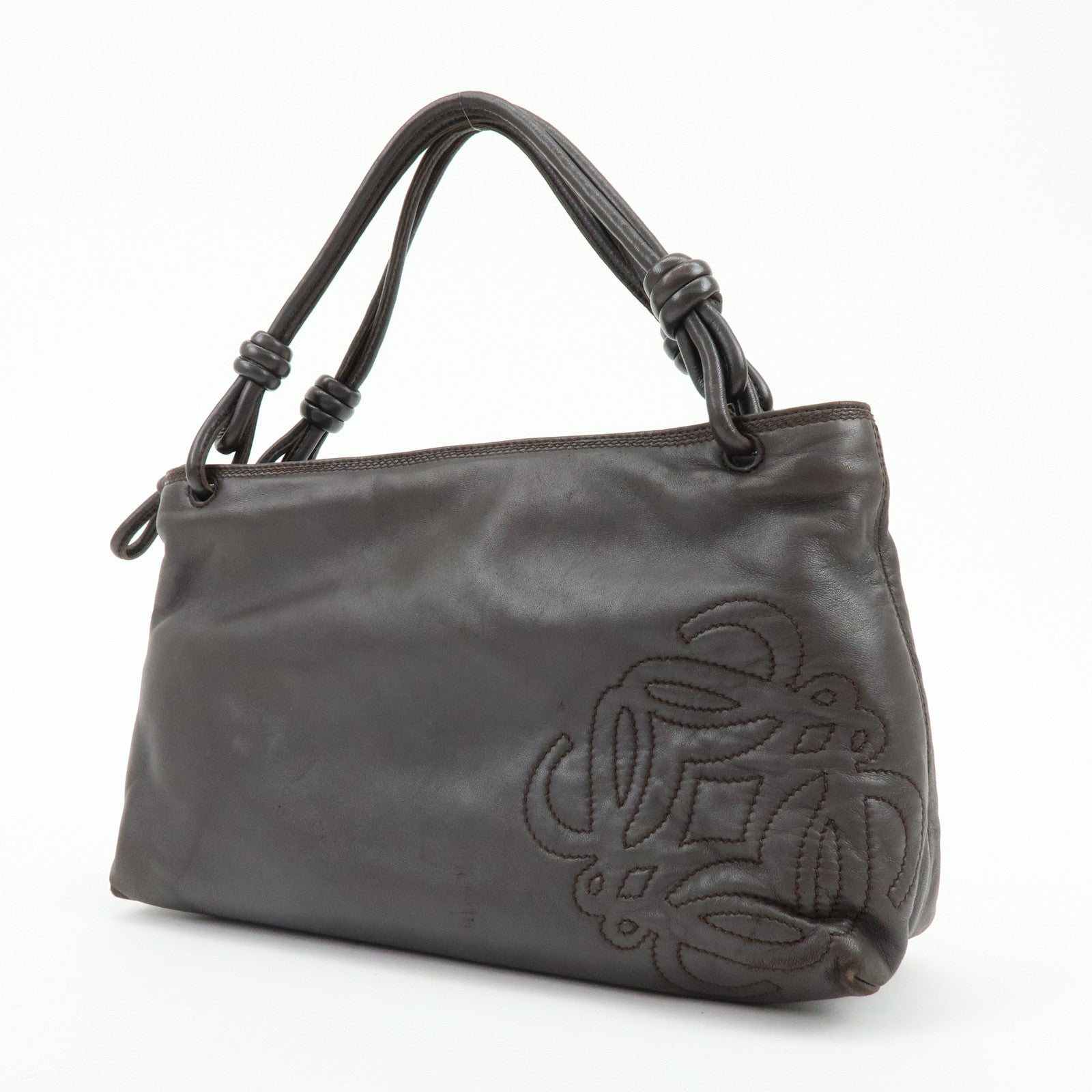 LOEWE Anagram Nappa Leather Hand Bag Shoulder Bag Dark Brown
