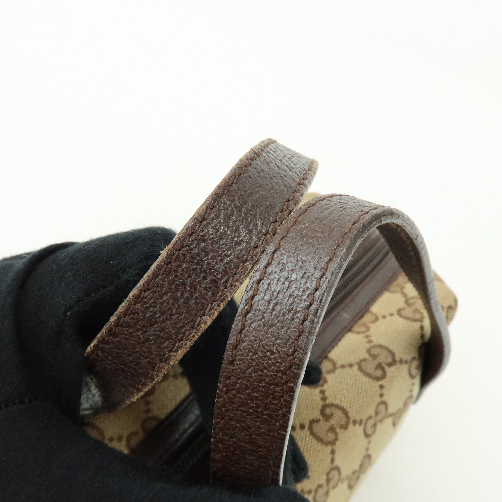 GUCCI GG Canvas Leather Hand Bag Mini Boston Bag Beige Brown 124542