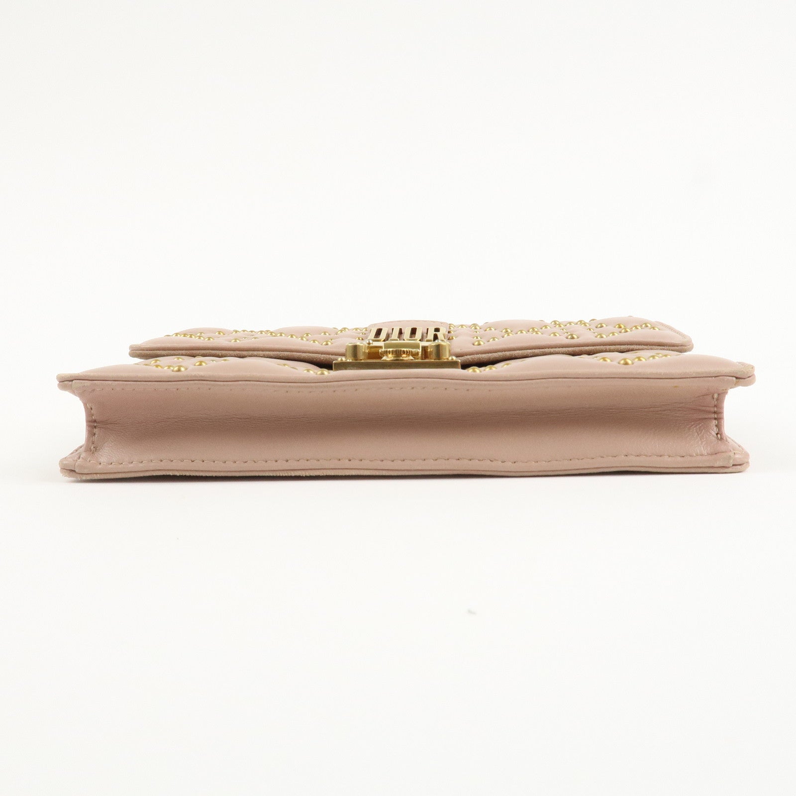 Christian Dior Addict Studs Leather Chain Shoulder Bag Hand Bag Beige Used