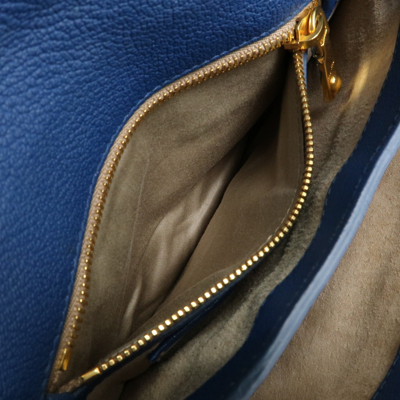 MIU MIU Madras Leather Shoulder Bag Hand Bag Blue