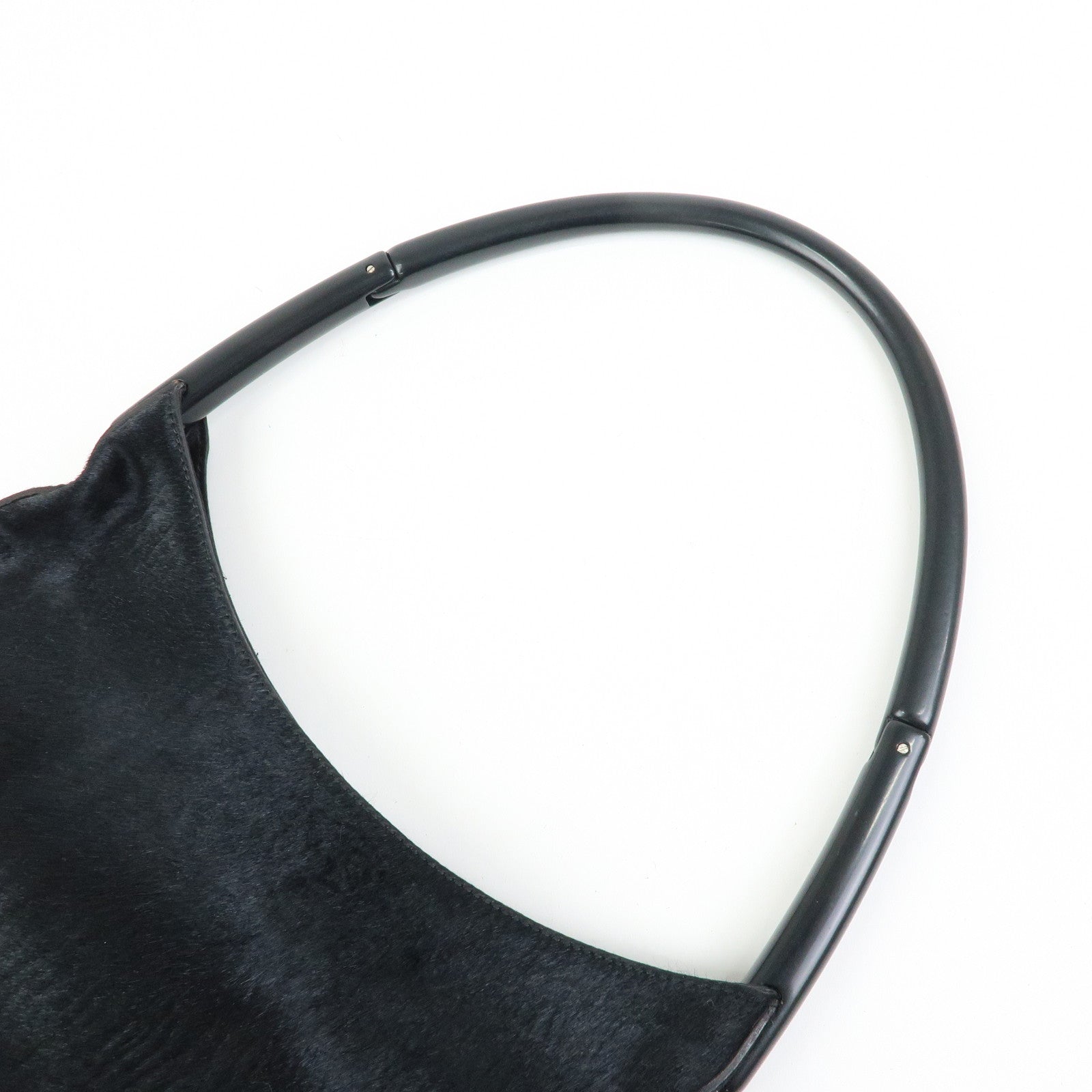 PRADA Triangle Logo Unborn Calf Shoulder Bag Black B8456