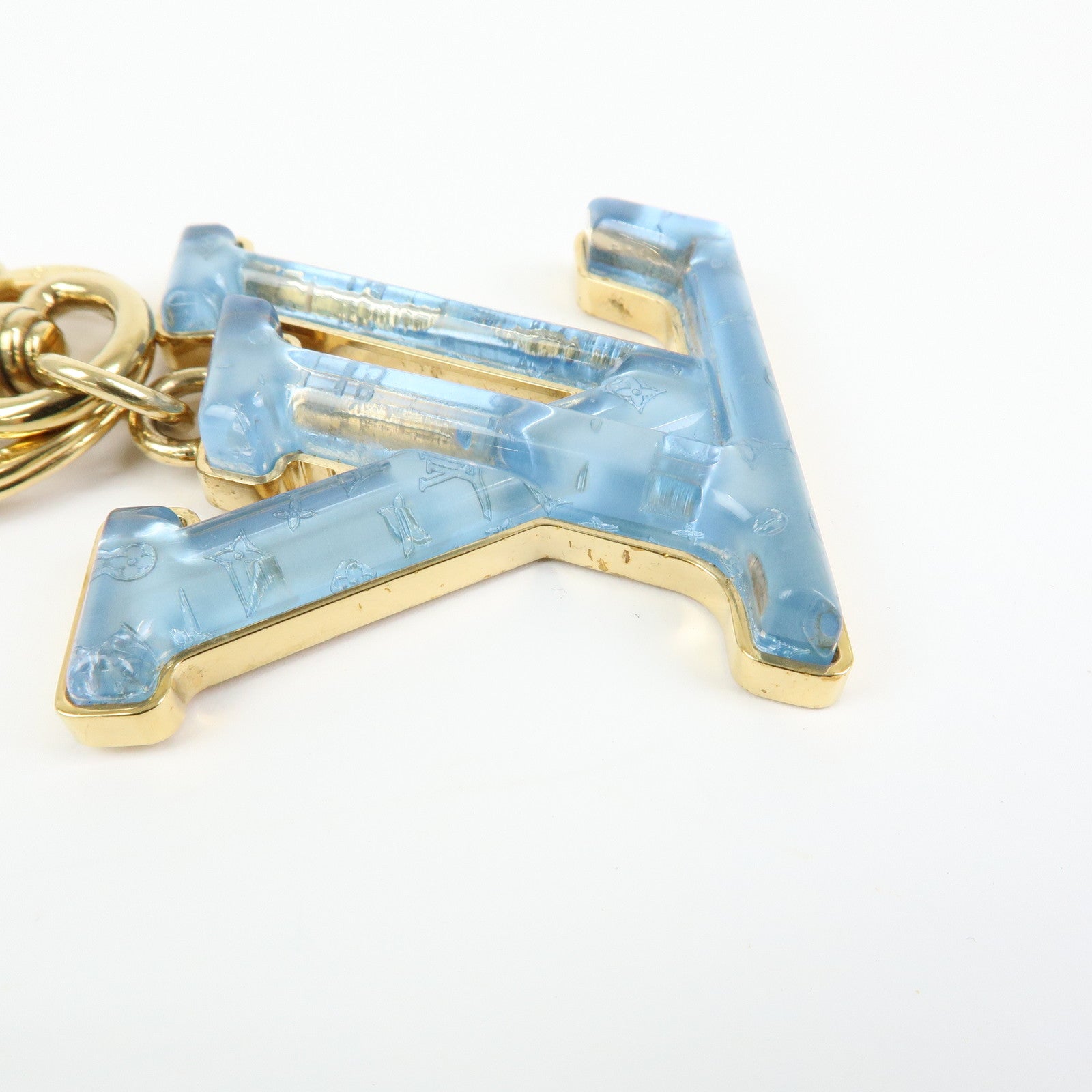 Louis Vuitton LV Gloss Metal Key Ring Bag Charm Blue M02590