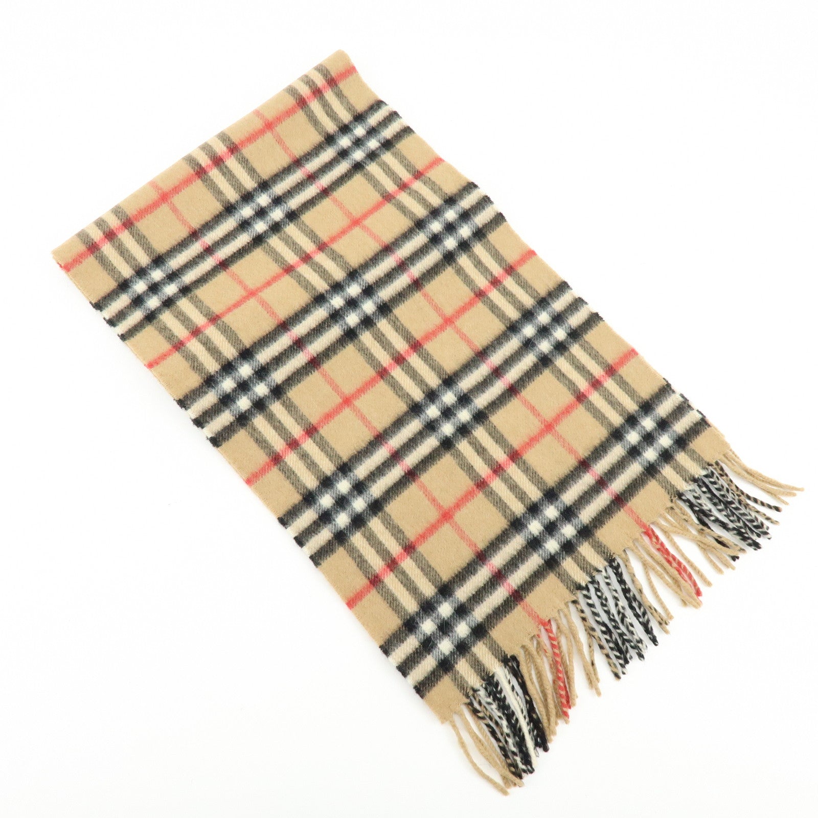 BURBERRY Nova Plaid Cashmere100% Scarf Camel Beige Black Red