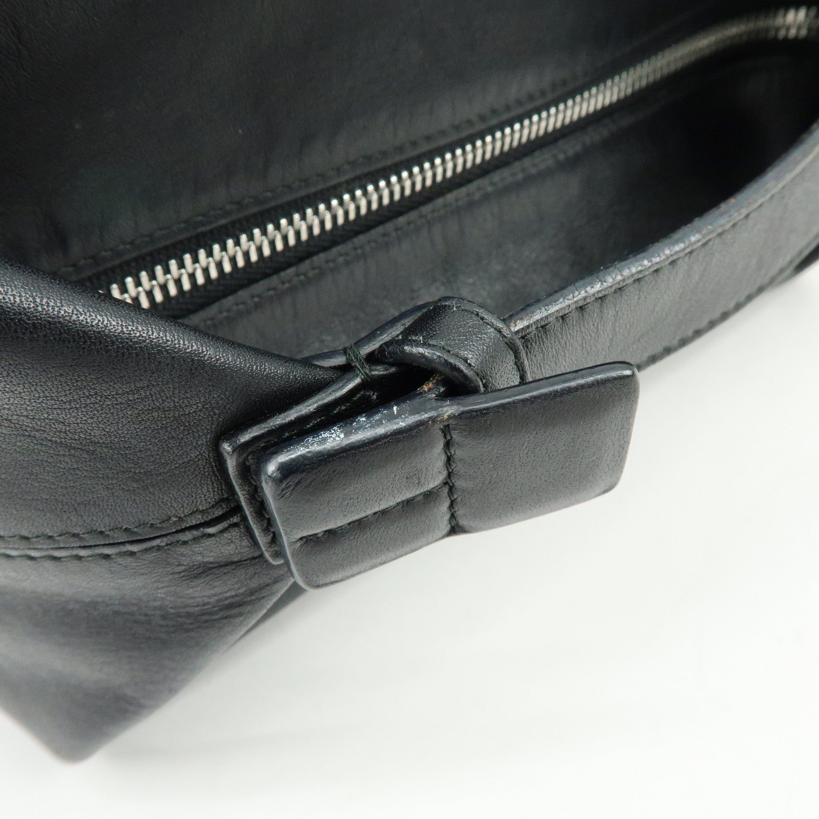 LOEWE Anagram Nappa Leather Hand Bag Pouch Black