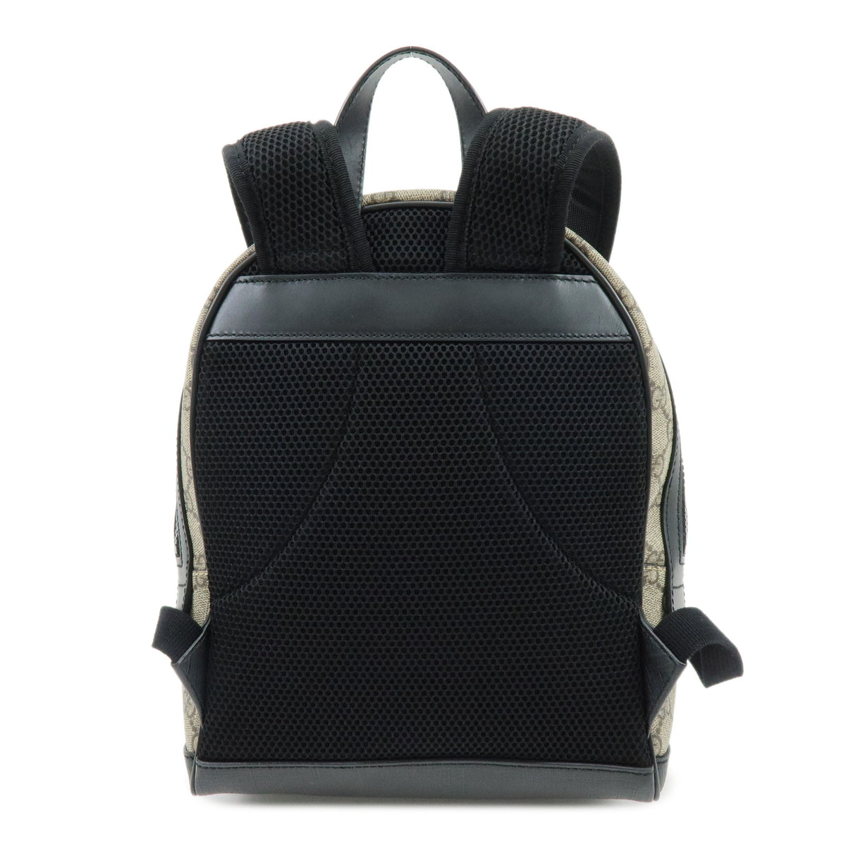 GUCCI GG Supreme Canvas Leather Backpack Rucksack Beige Black 429020