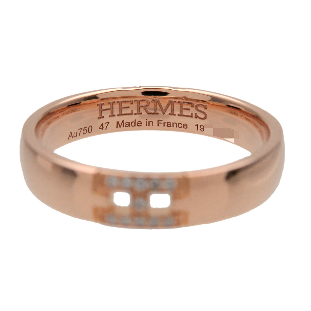 HERMES Ever Hercules 11P Diamond Ring K18 750PG #47 US4 EU47 HK8