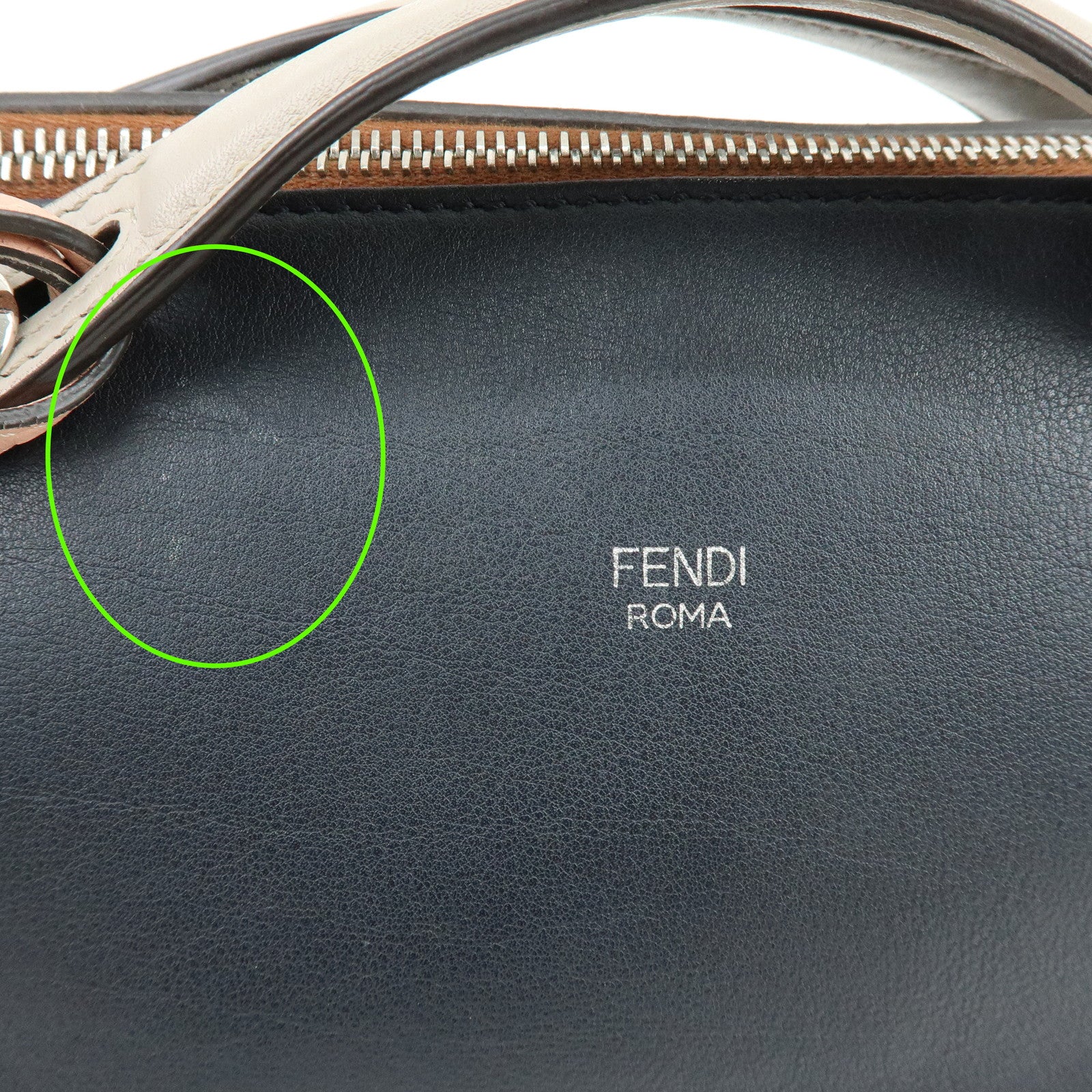 FENDI By The Way Medium Leather 2Way Hand Shoulder Bag Navy 8BL124