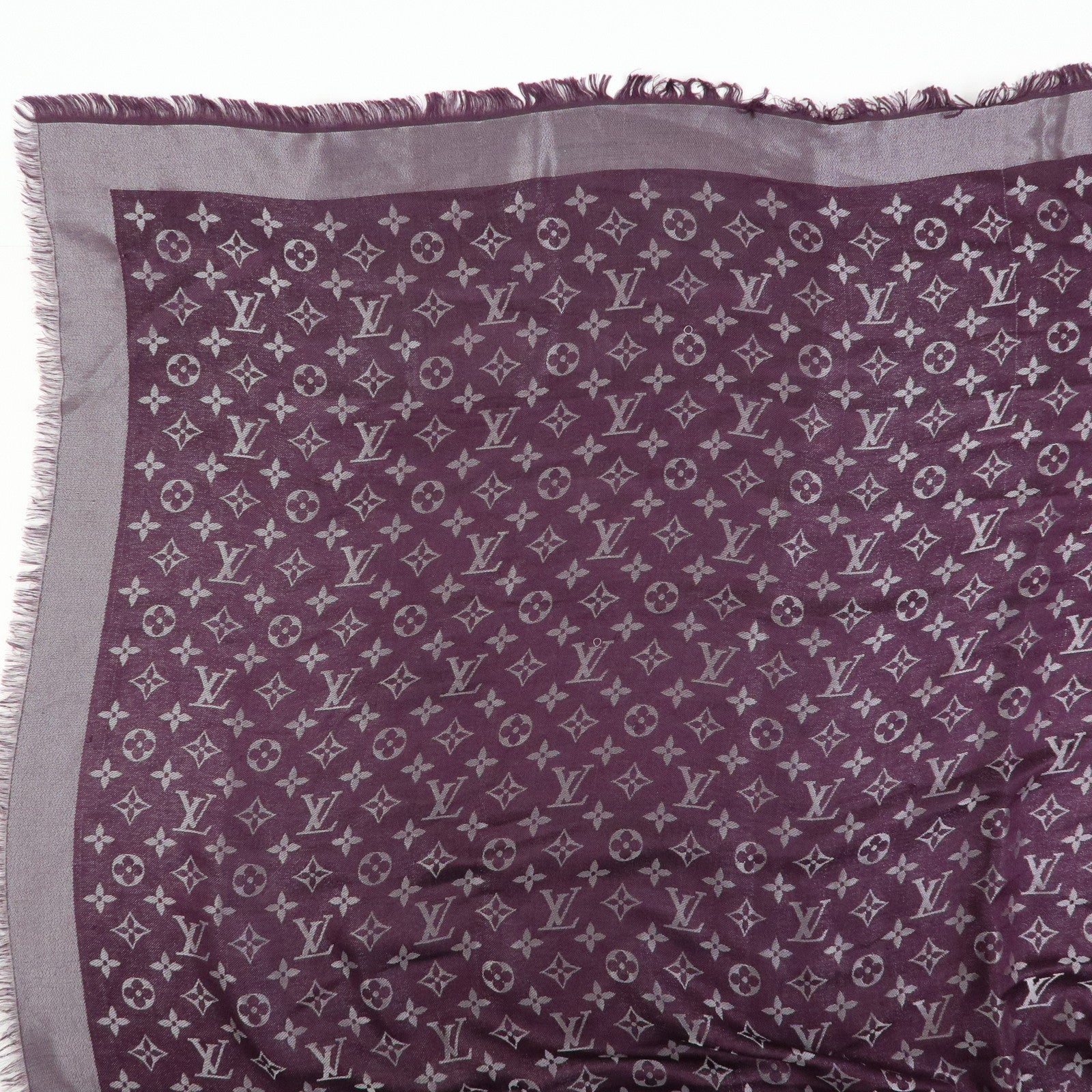 Louis Vuitton Shawl Monogram Silk Rayon Wool Scarf Amarante M75124