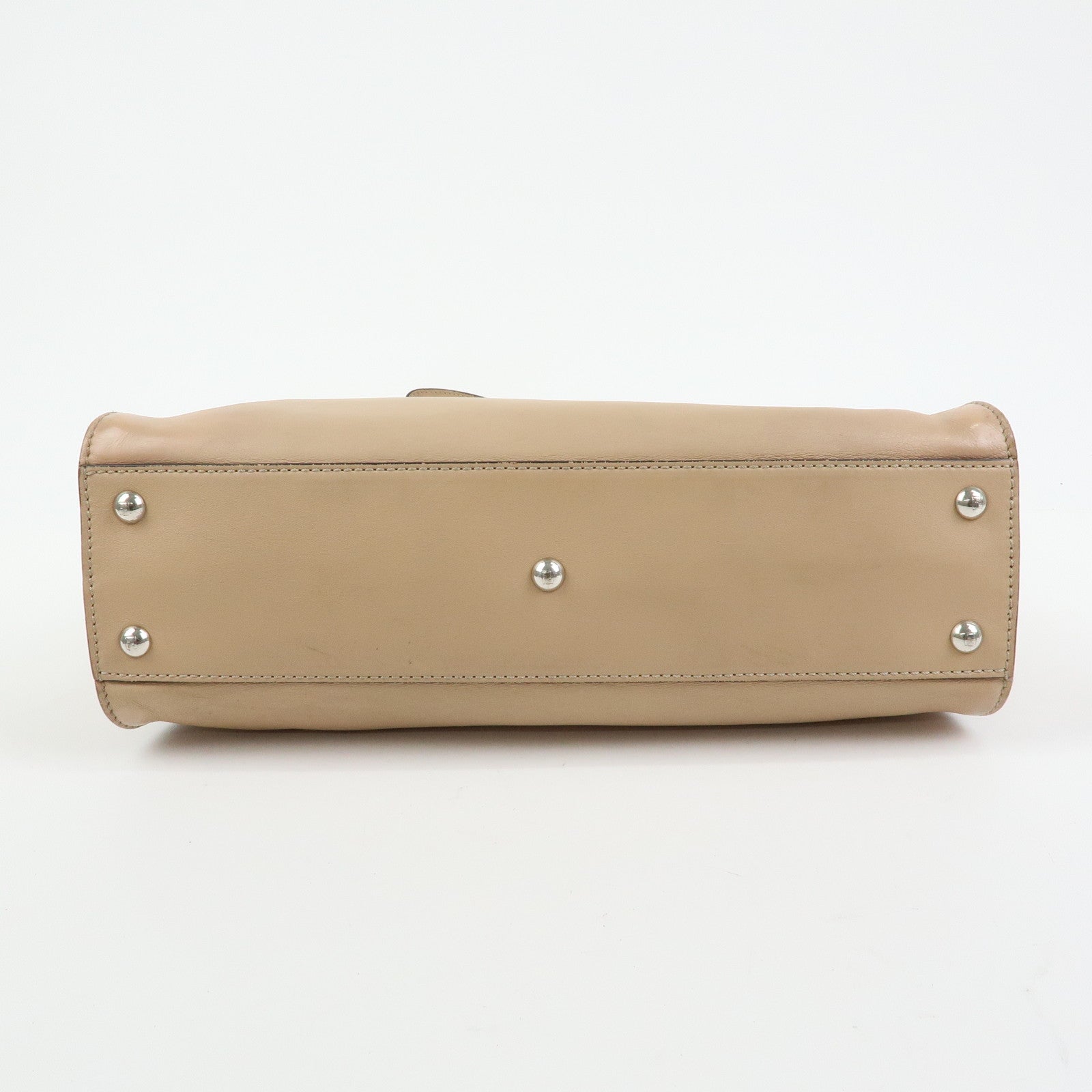 FENDI Peekaboo Medium Leather 2Way Bag Hand Shoulder Bag Beige 8BN290