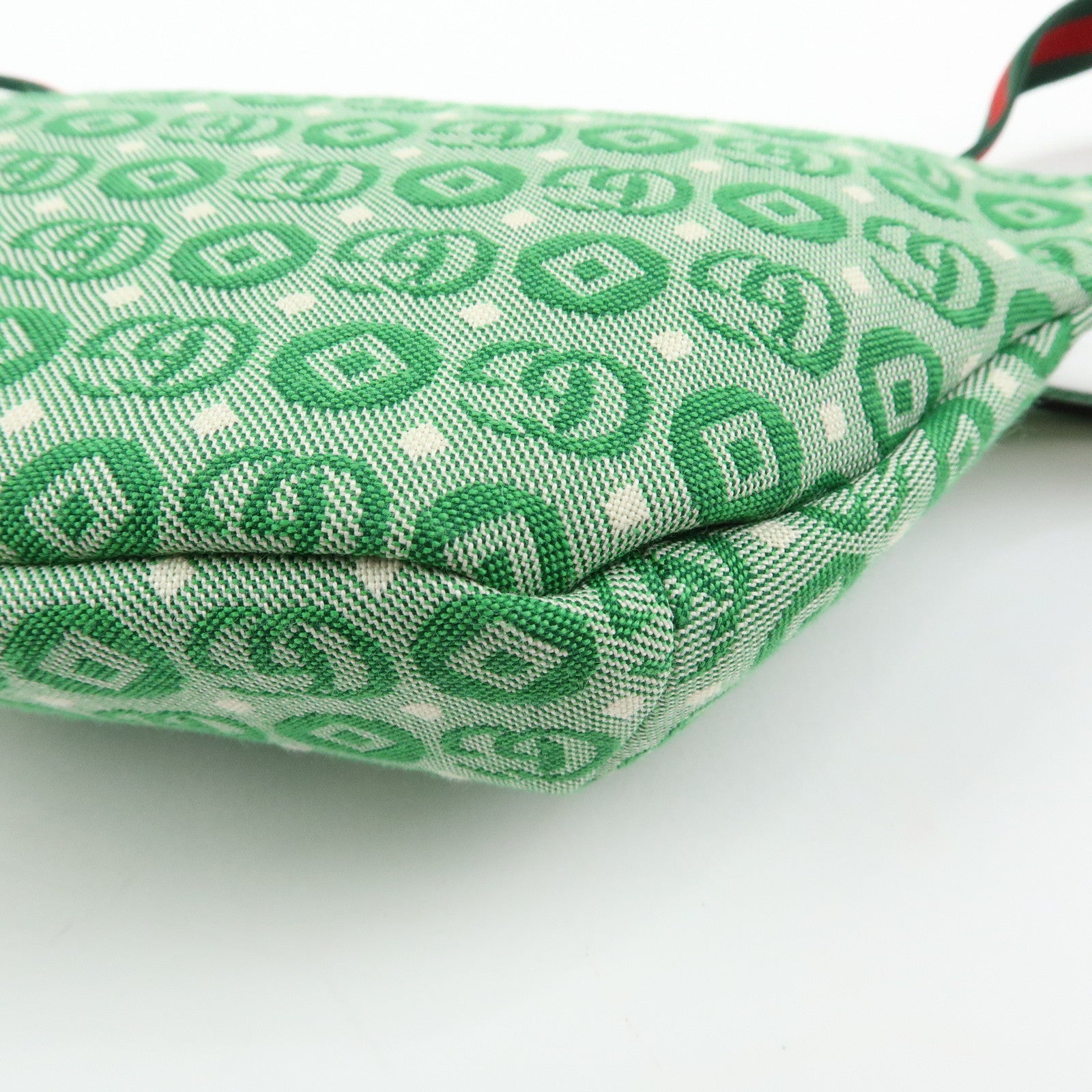 GUCCI Children's Sherry Canvas Leather Body Bag Waist Bag Green 502095