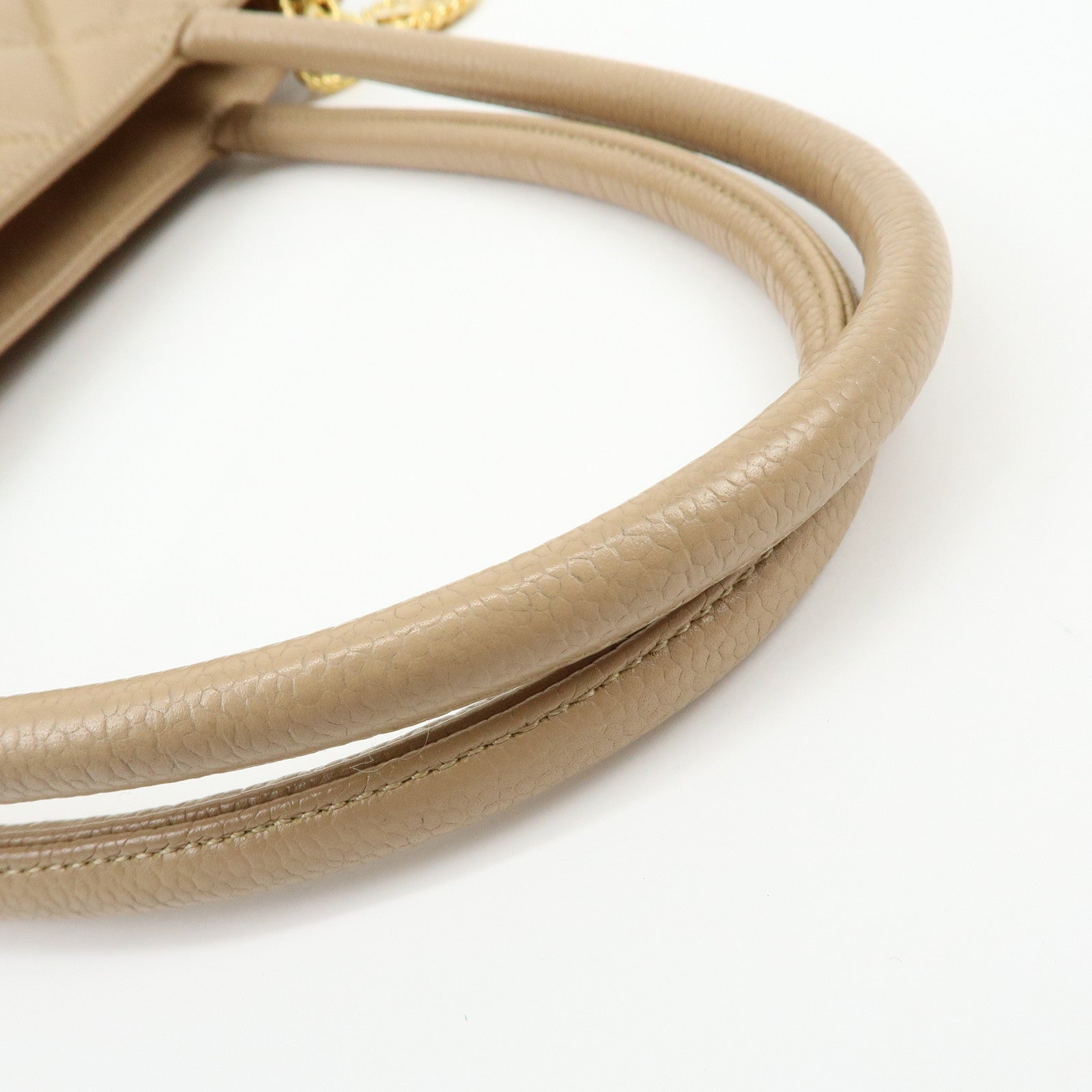 CHANEL Matelasse COCO Mark Caviarskin Medallion Tote Bag Beige A01804