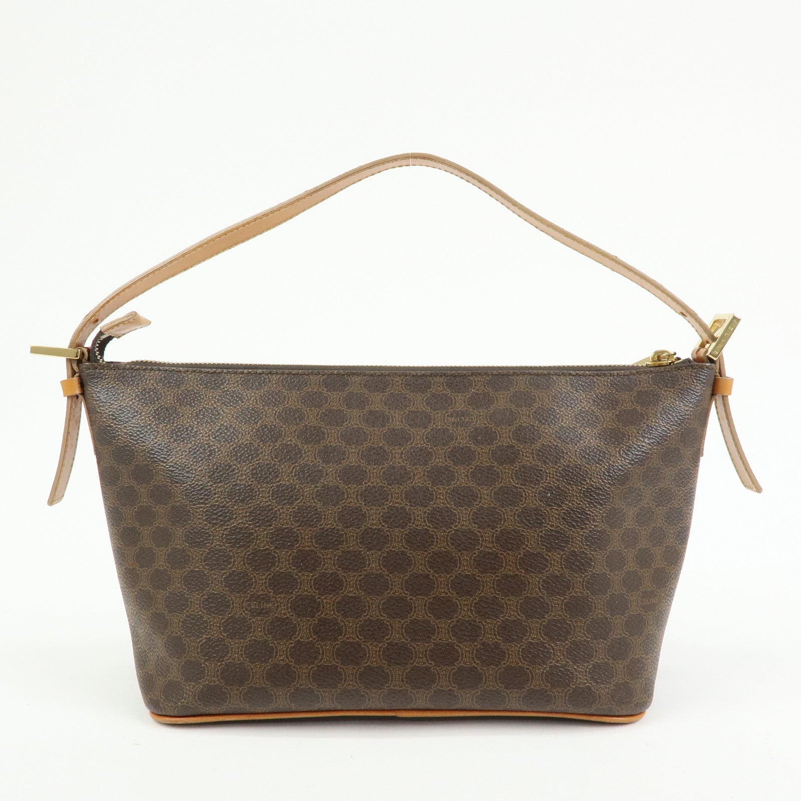 CELINE Macadam Leather Shoulder Bag Brown